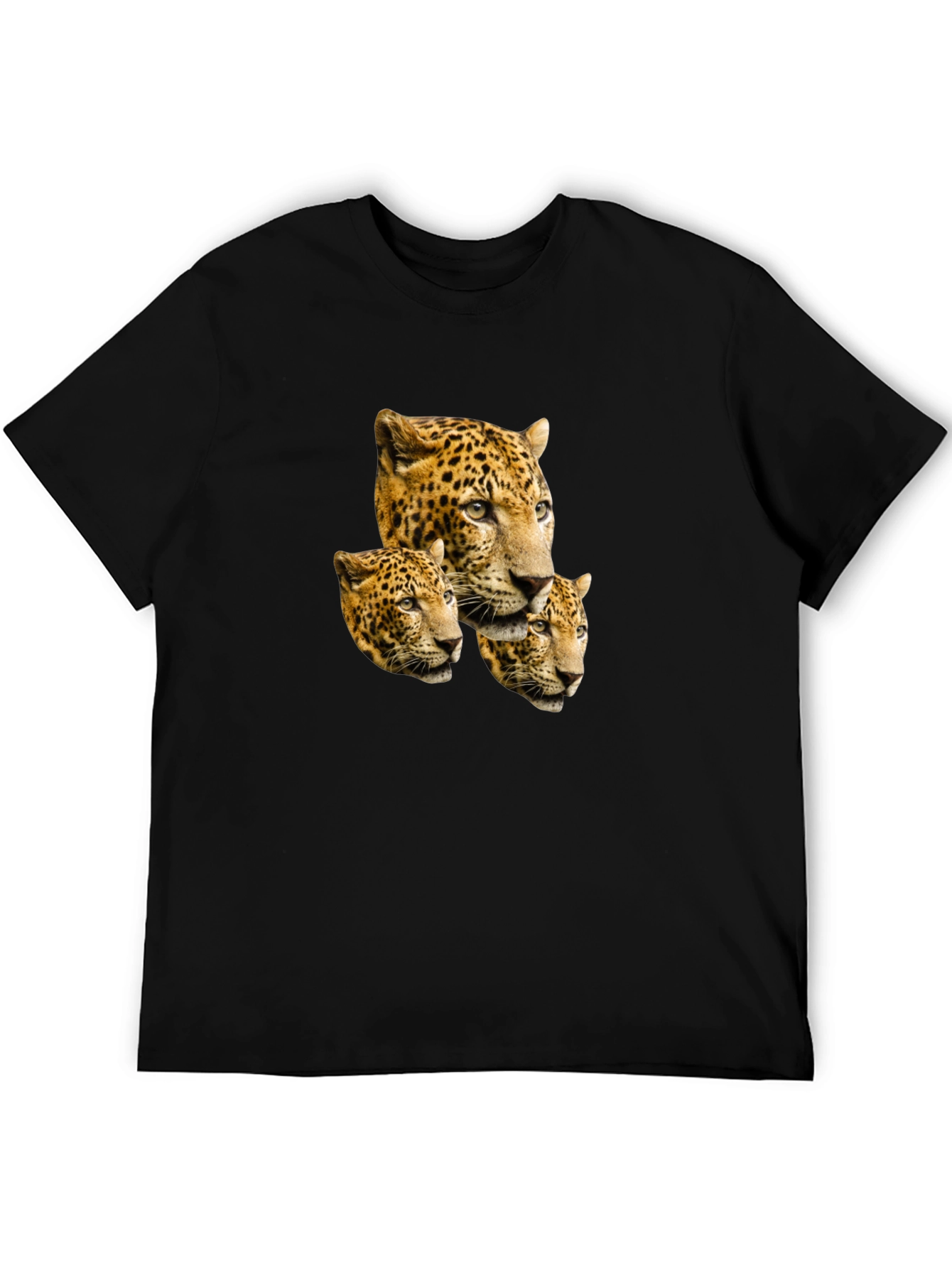 Leopard Head Print Black T-Shirt