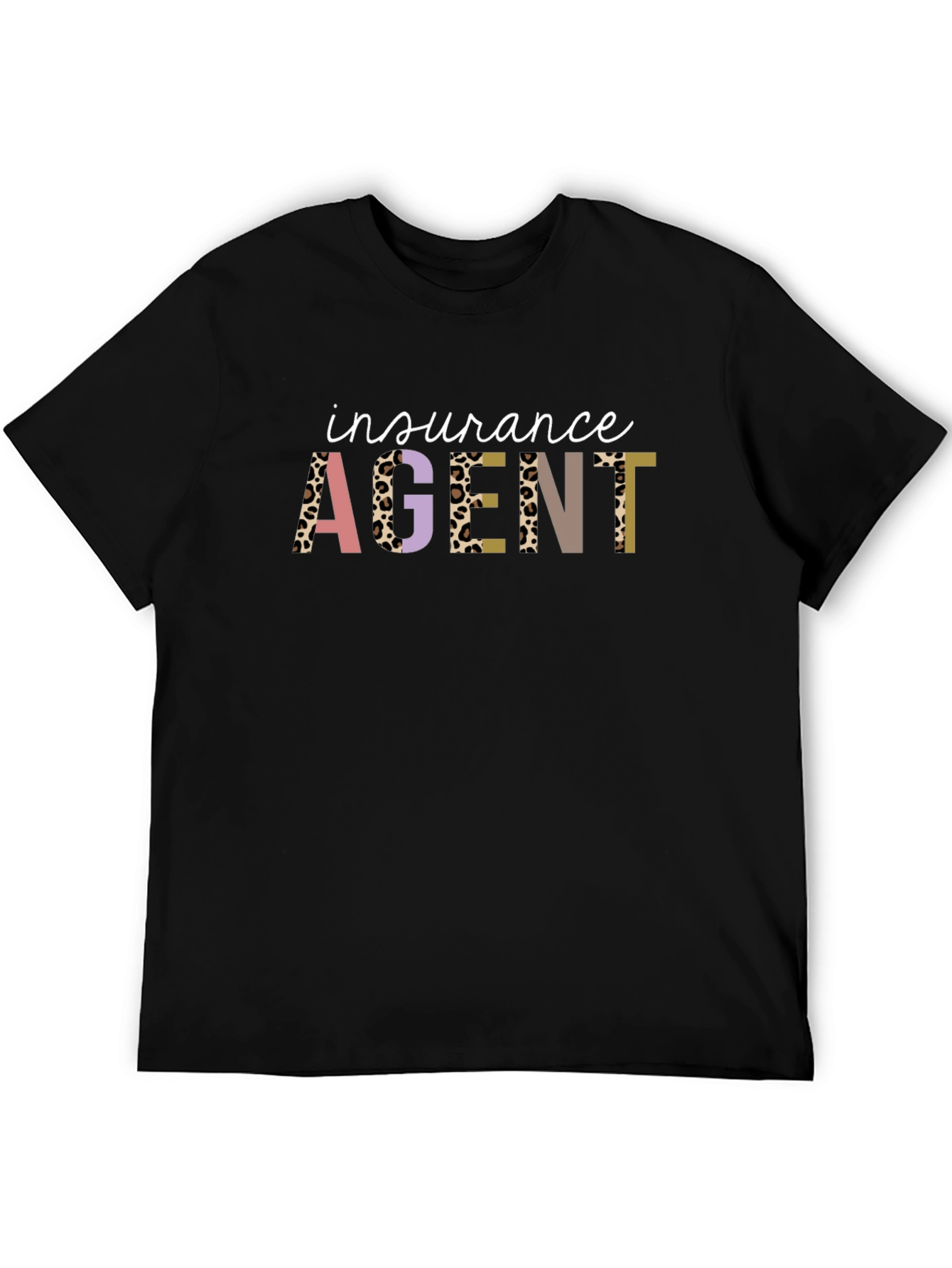 Insurance Agent Graphic Tee - Leopard Print Letters