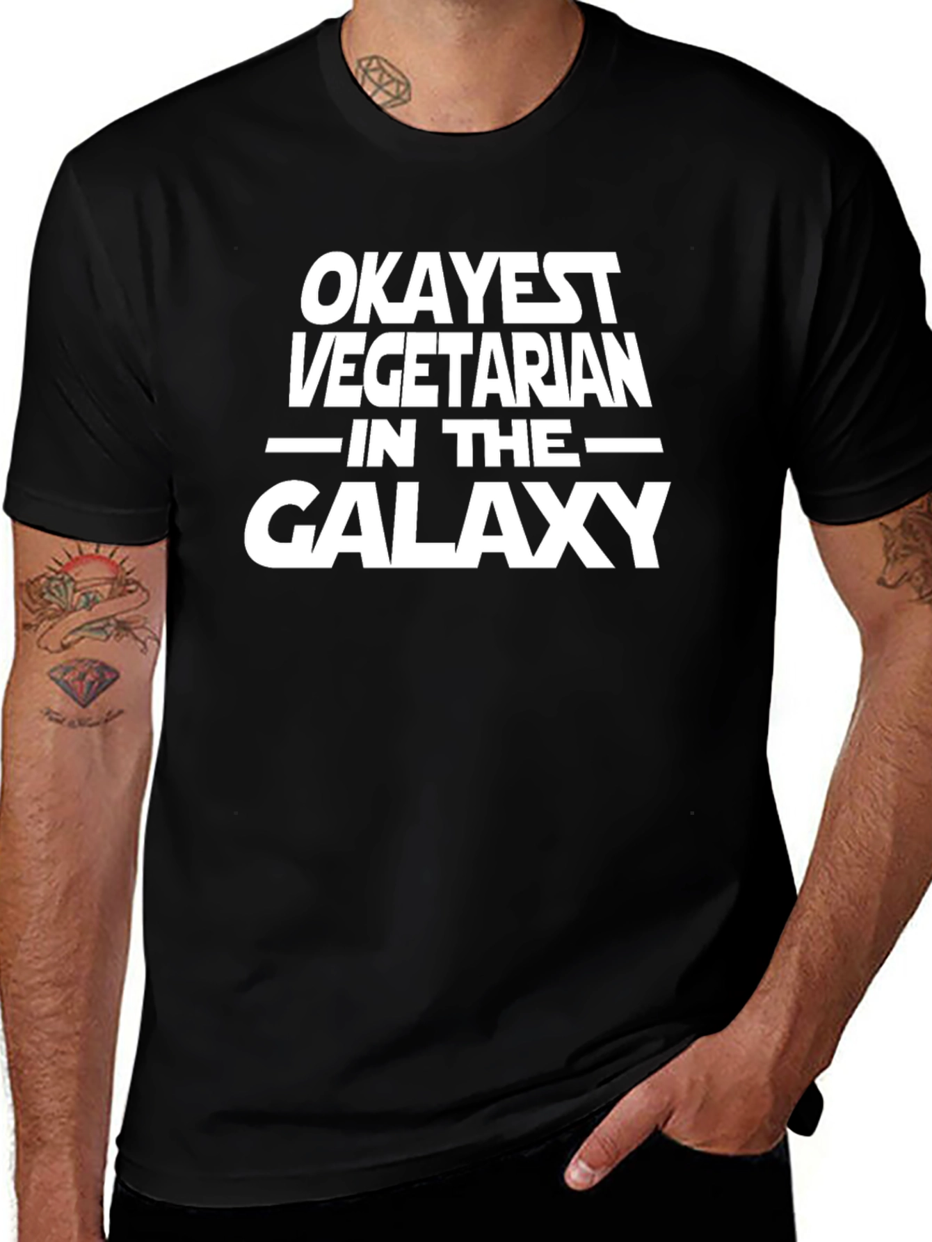 Okayest Vegetarian Galaxy Black T-Shirt