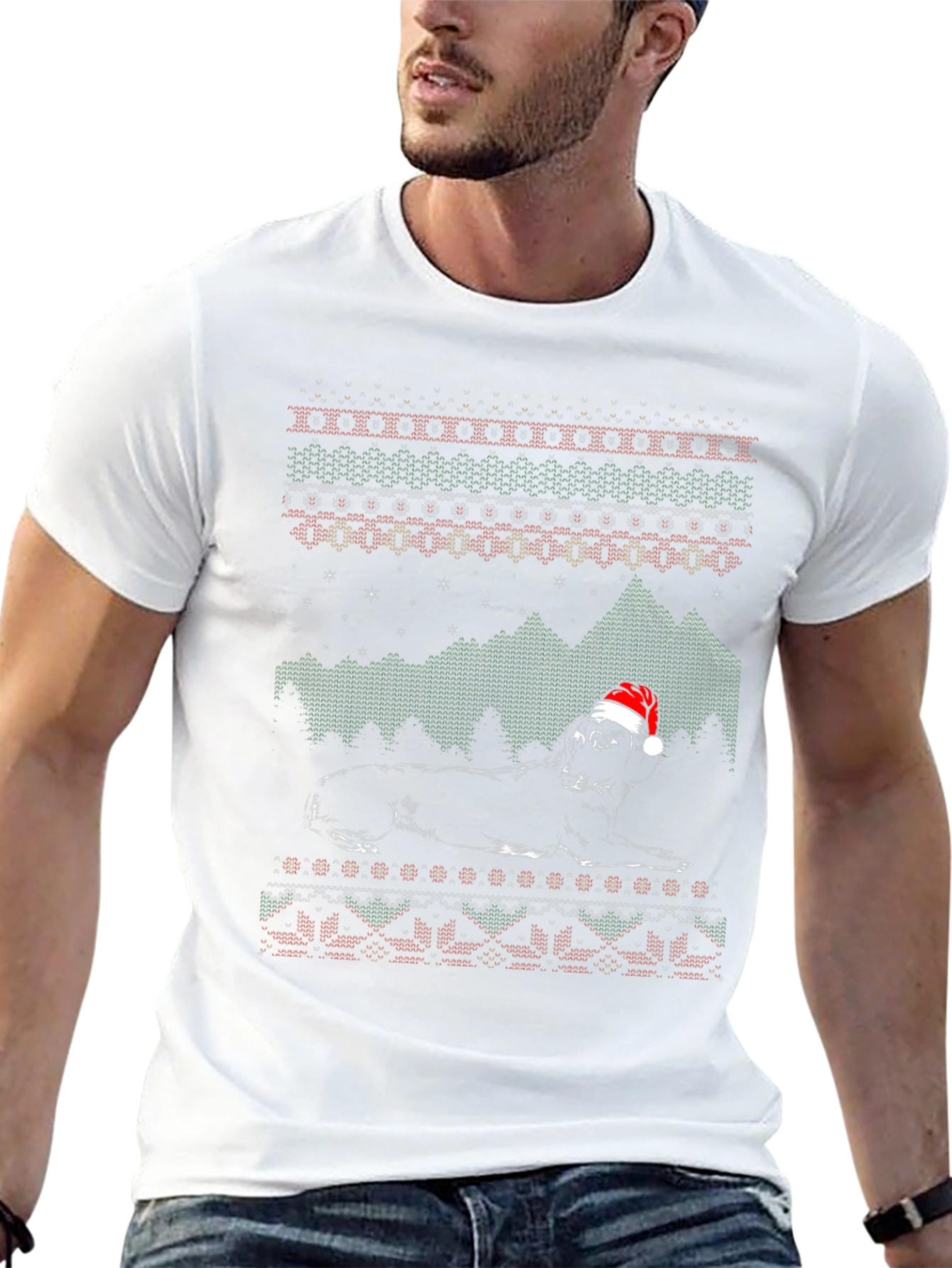 Festive Dog Ugly Christmas Sweater T-Shirt