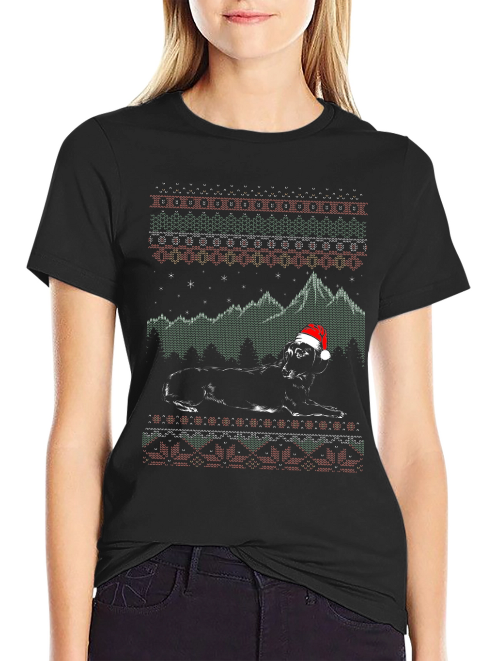 Festive Dog Ugly Christmas Sweater T-Shirt