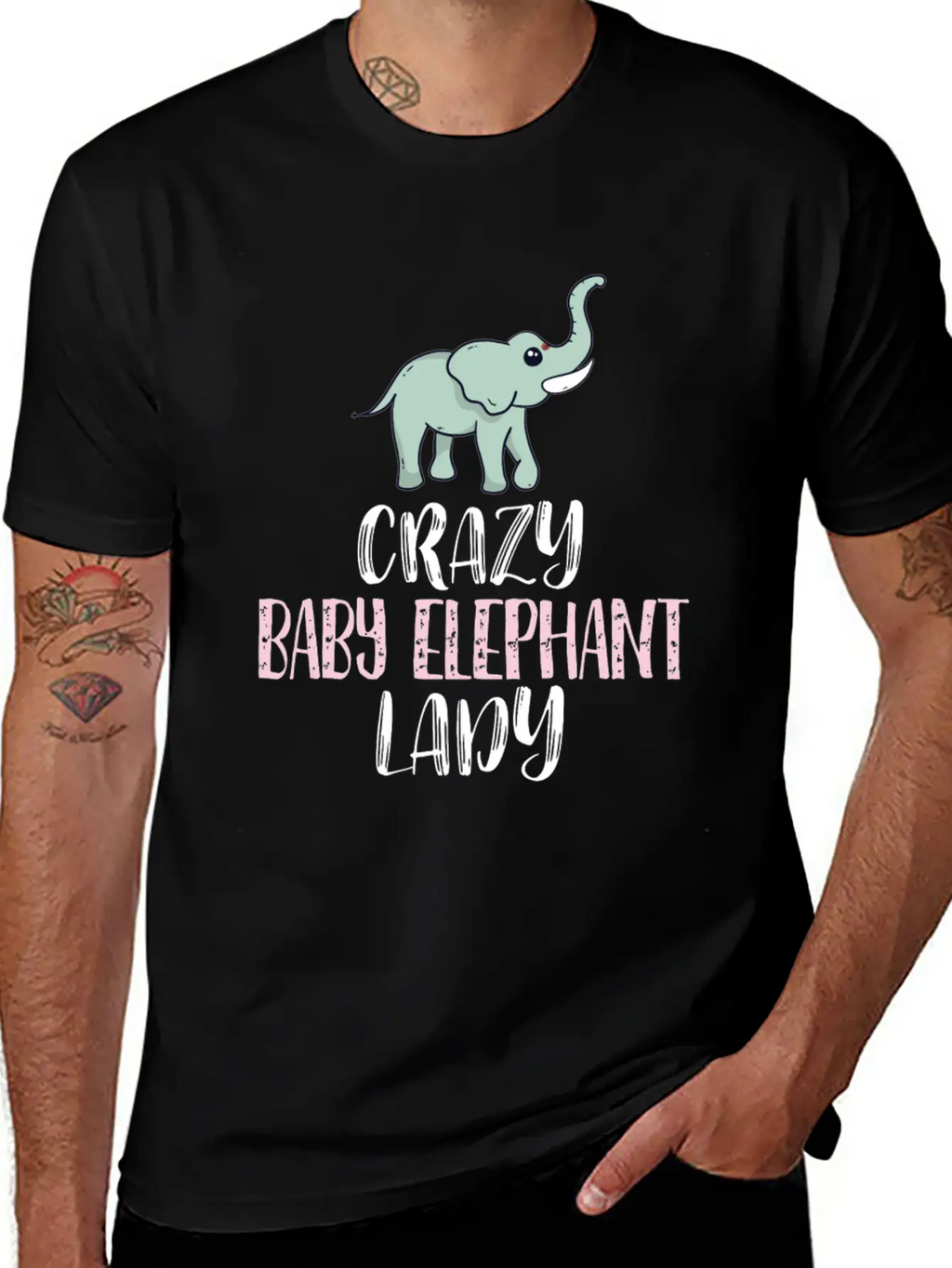 Crazy Baby Elephant Lady Elephant Lovers Breathable Graphic T-Shirt – Perfect For Casual Days