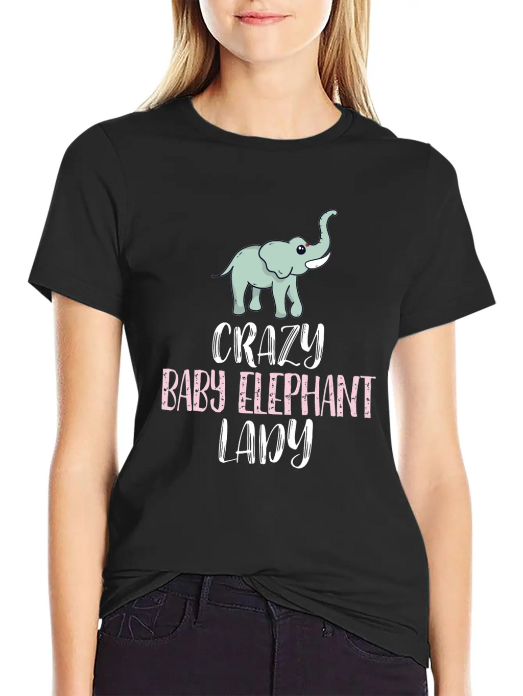 Crazy Baby Elephant Lady Elephant Lovers Breathable Graphic T-Shirt – Perfect For Casual Days