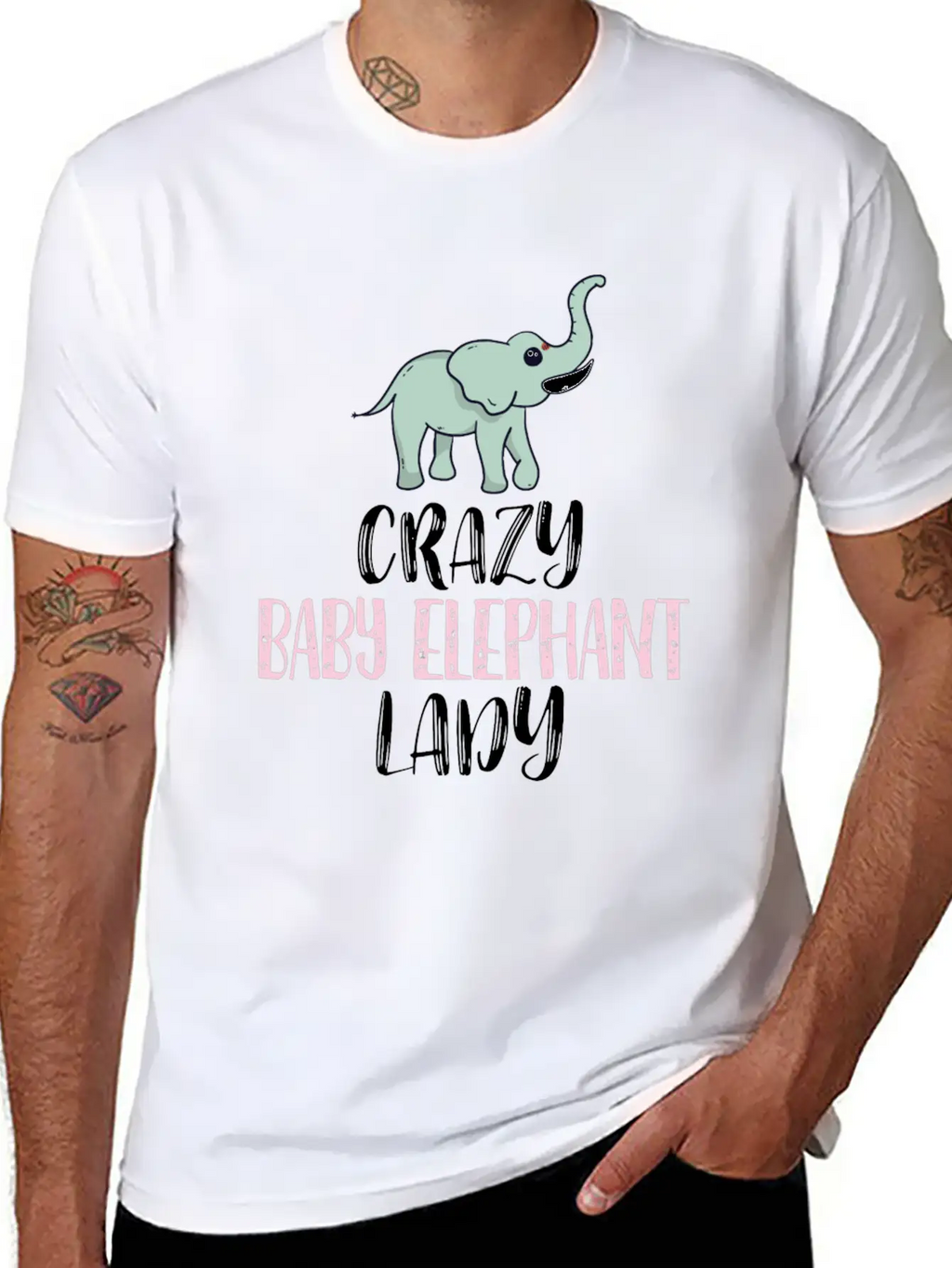 Crazy Baby Elephant Lady Elephant Lovers Breathable Graphic T-Shirt – Perfect For Casual Days