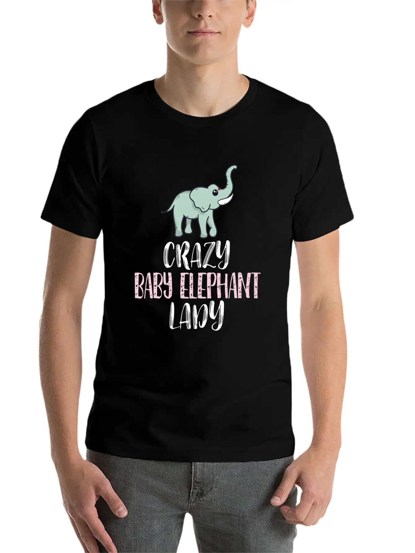 Crazy Baby Elephant Lady Elephant Lovers Breathable Graphic T-Shirt – Perfect For Casual Days
