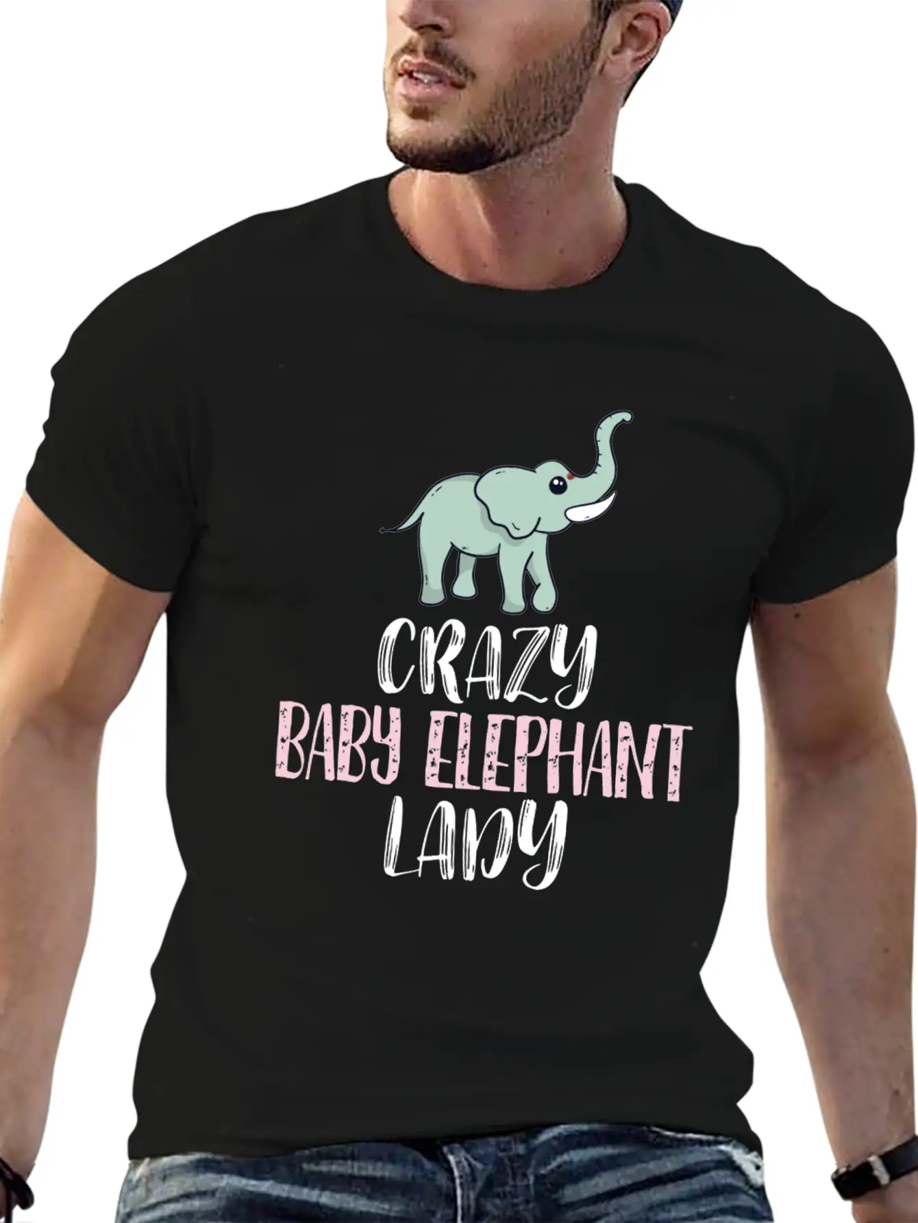Crazy Baby Elephant Lady Elephant Lovers Breathable Graphic T-Shirt – Perfect For Casual Days
