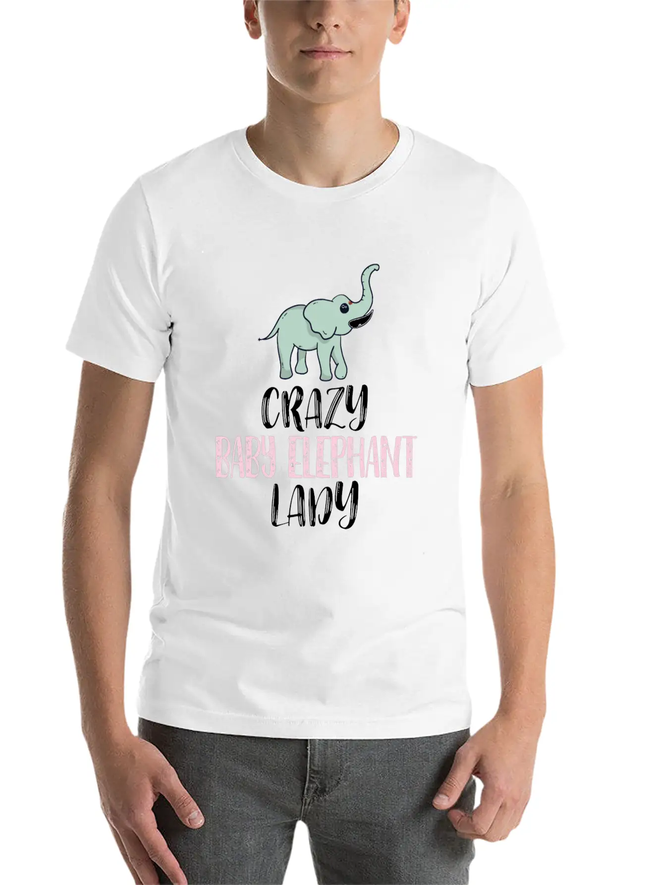 Crazy Baby Elephant Lady Elephant Lovers Breathable Graphic T-Shirt – Perfect For Casual Days