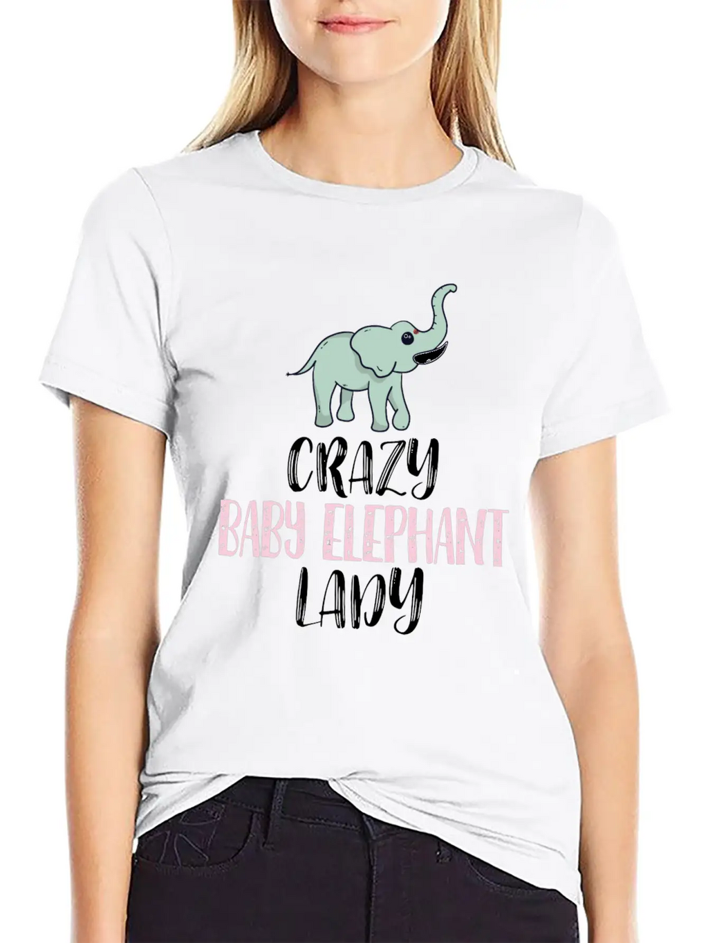 Crazy Baby Elephant Lady Elephant Lovers Breathable Graphic T-Shirt – Perfect For Casual Days