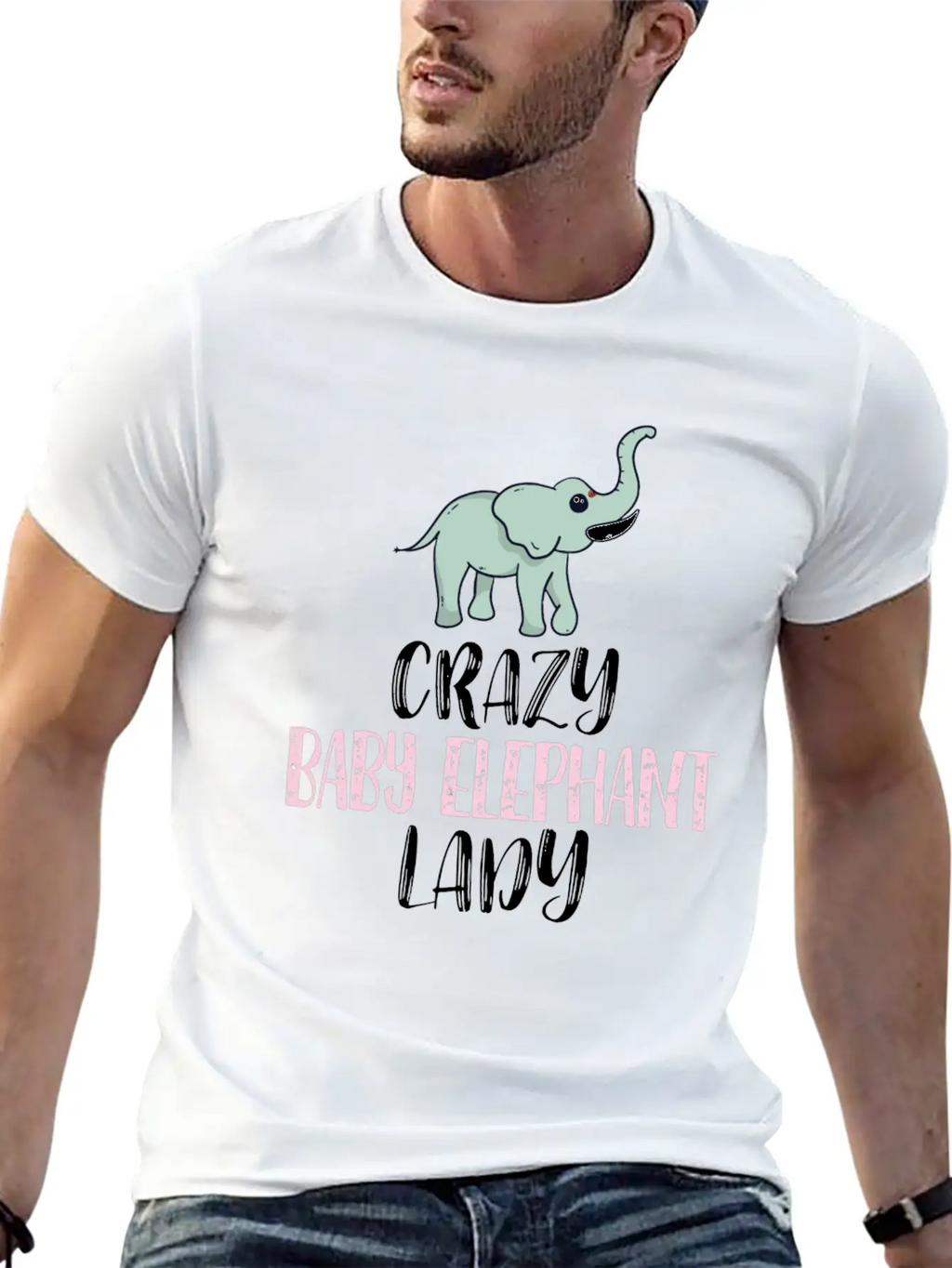 Crazy Baby Elephant Lady Elephant Lovers Breathable Graphic T-Shirt – Perfect For Casual Days