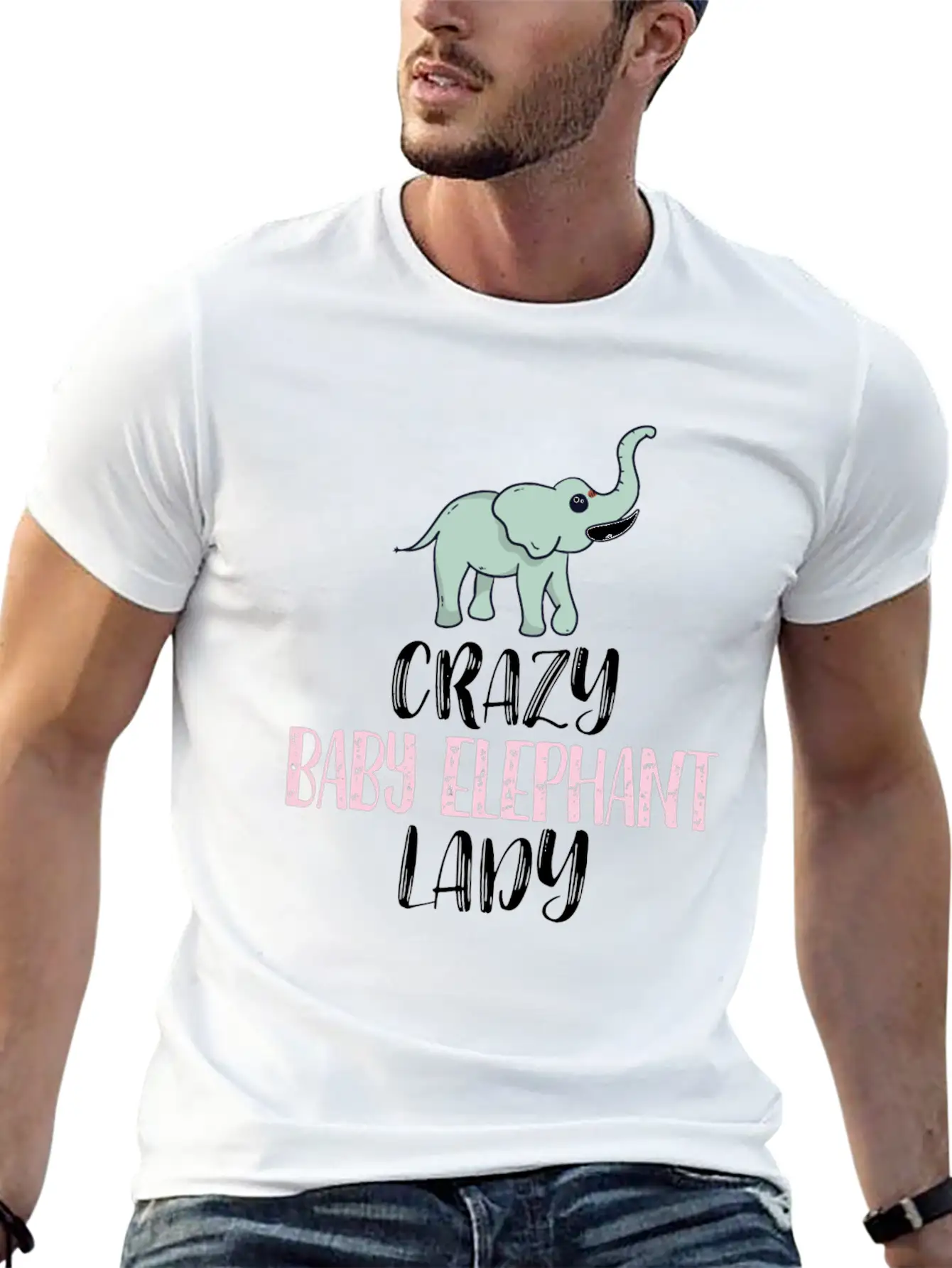 Crazy Baby Elephant Lady Elephant Lovers Breathable Graphic T-Shirt – Perfect For Casual Days