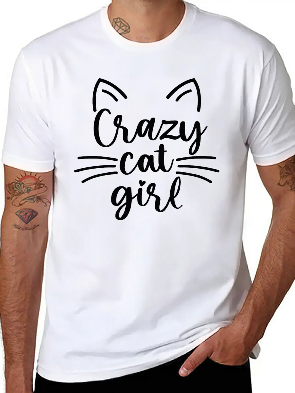 Crazy Cat Girl Basic Graphic T-Shirt – Daily Comfort In Soft Cotton