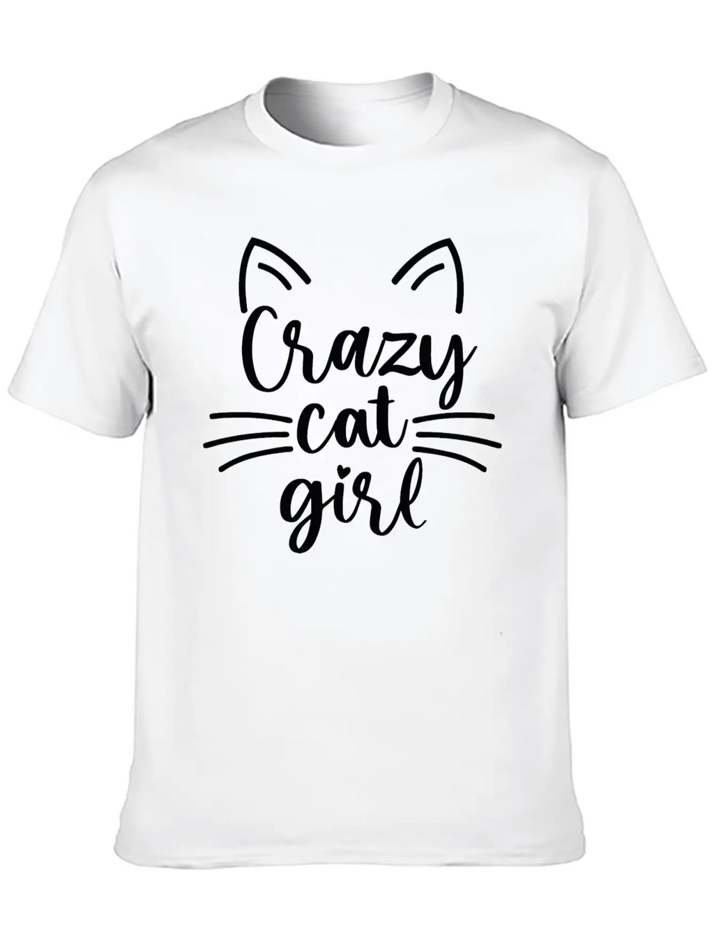 Crazy Cat Girl Basic Graphic T-Shirt – Daily Comfort In Soft Cotton