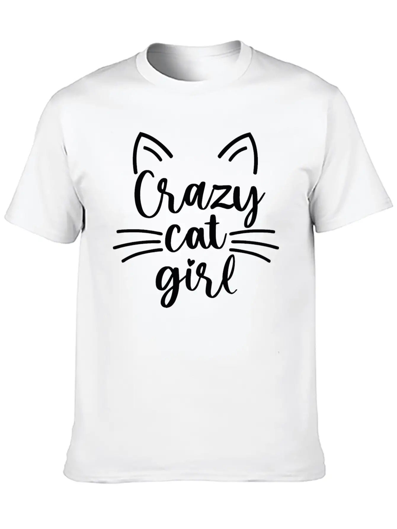 Crazy Cat Girl Basic Graphic T-Shirt – Daily Comfort In Soft Cotton