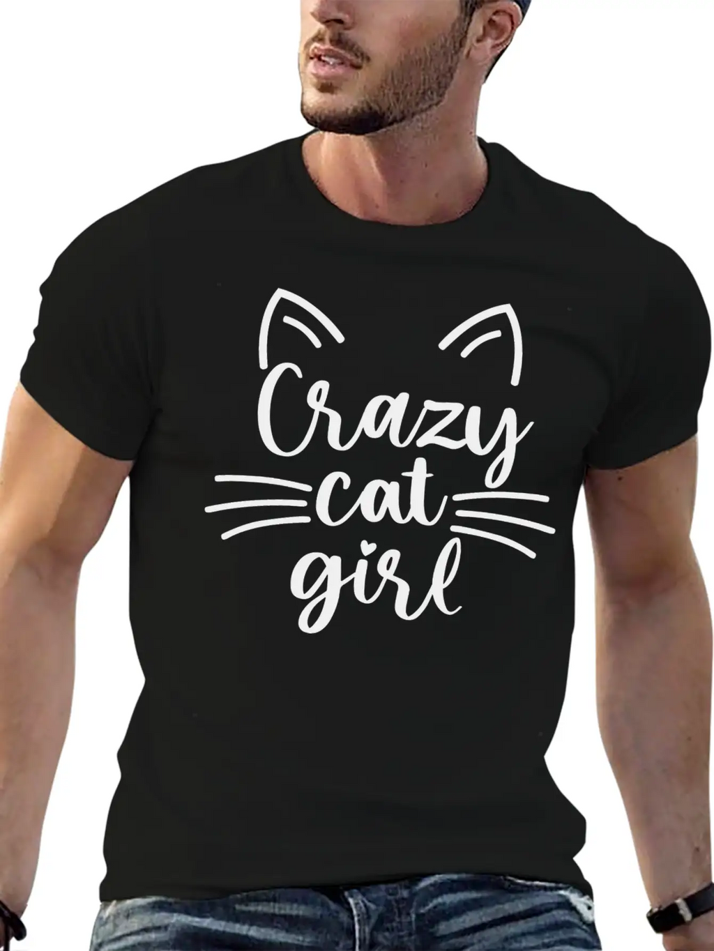 Crazy Cat Girl Basic Graphic T-Shirt – Daily Comfort In Soft Cotton