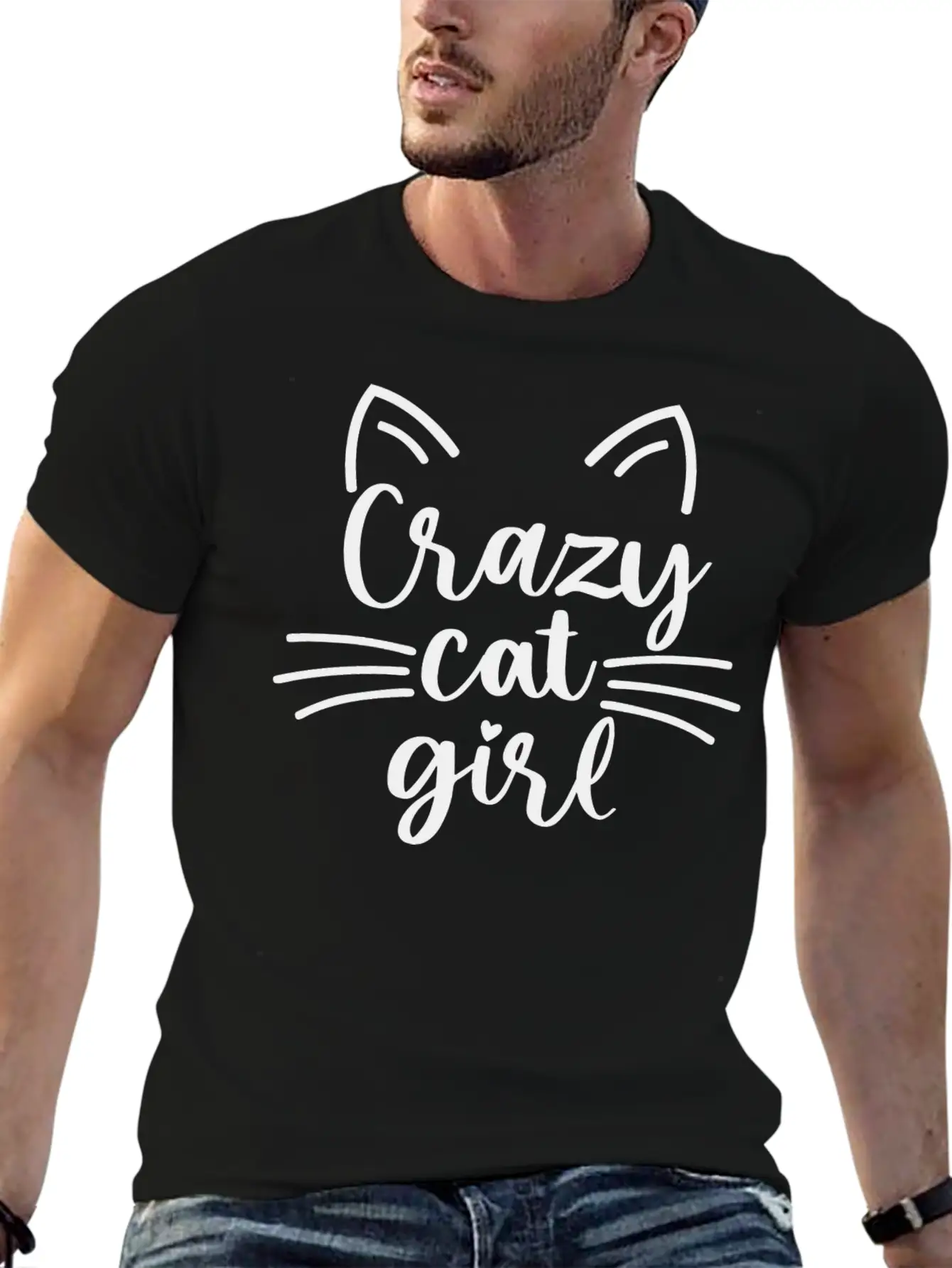 Crazy Cat Girl Basic Graphic T-Shirt – Daily Comfort In Soft Cotton