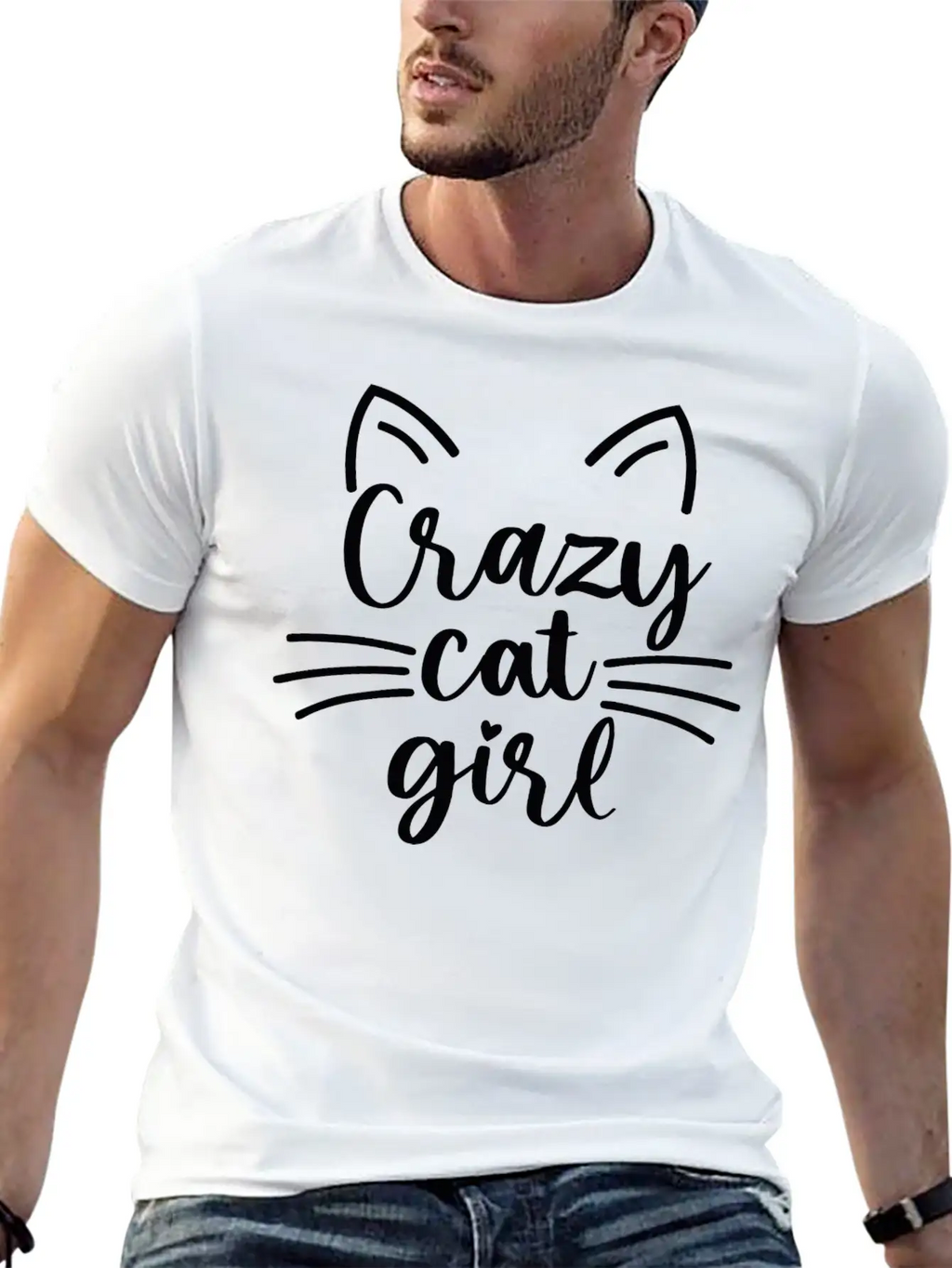 Crazy Cat Girl Basic Graphic T-Shirt – Daily Comfort In Soft Cotton