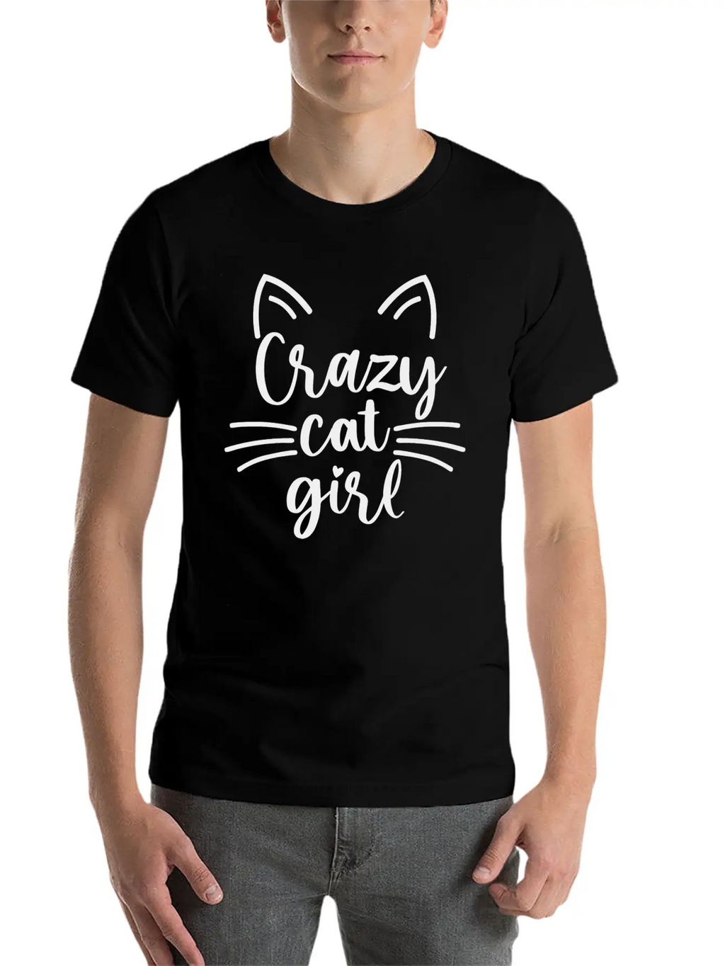 Crazy Cat Girl Basic Graphic T-Shirt – Daily Comfort In Soft Cotton