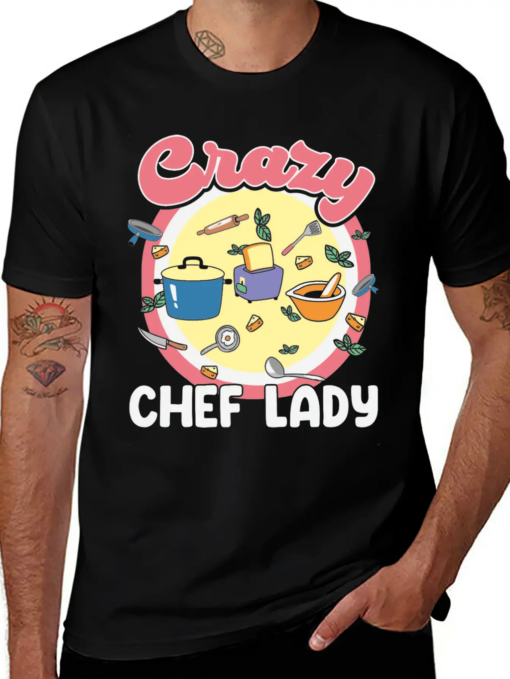 Crazy Chef Lady Breathable Graphic T-Shirt – Perfect For Casual Days