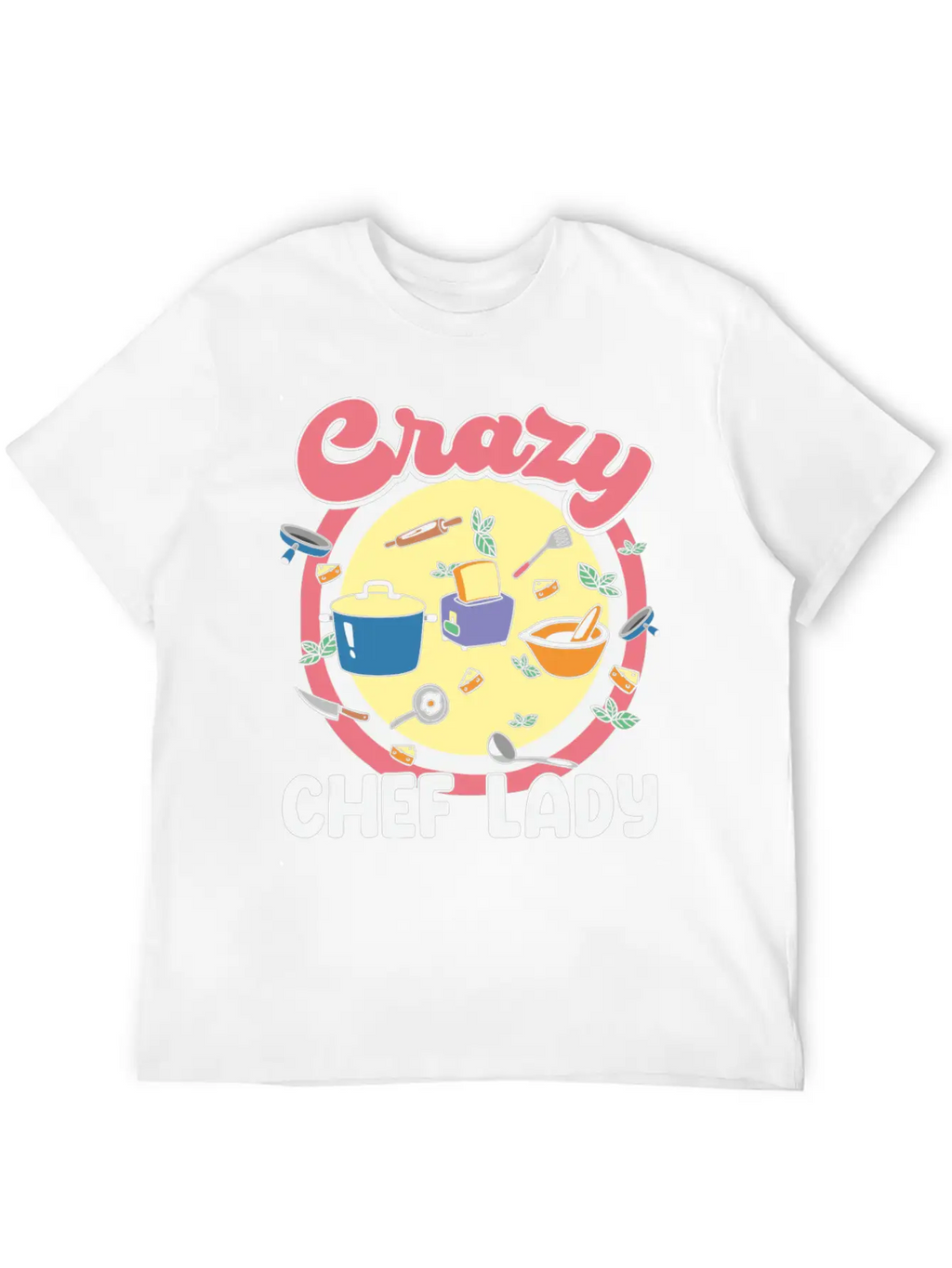 Crazy Chef Lady Breathable Graphic T-Shirt – Perfect For Casual Days