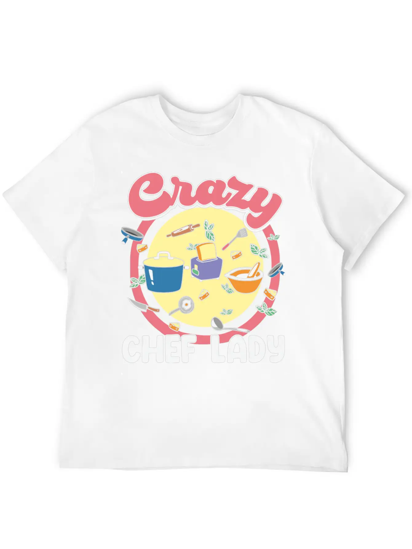 Crazy Chef Lady Breathable Graphic T-Shirt – Perfect For Casual Days