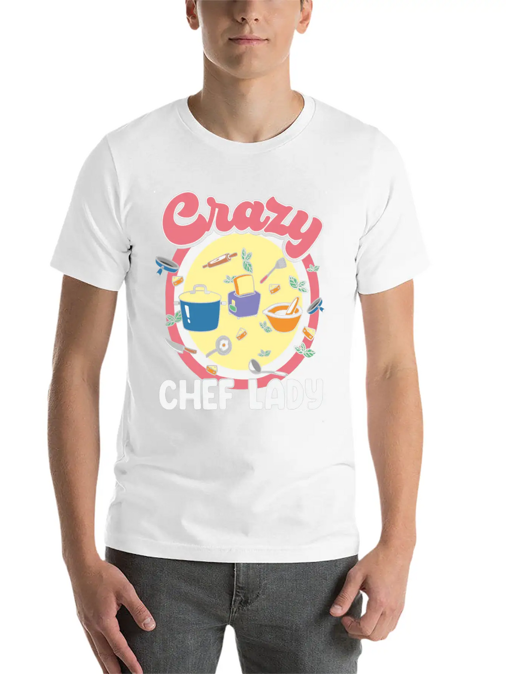 Crazy Chef Lady Breathable Graphic T-Shirt – Perfect For Casual Days