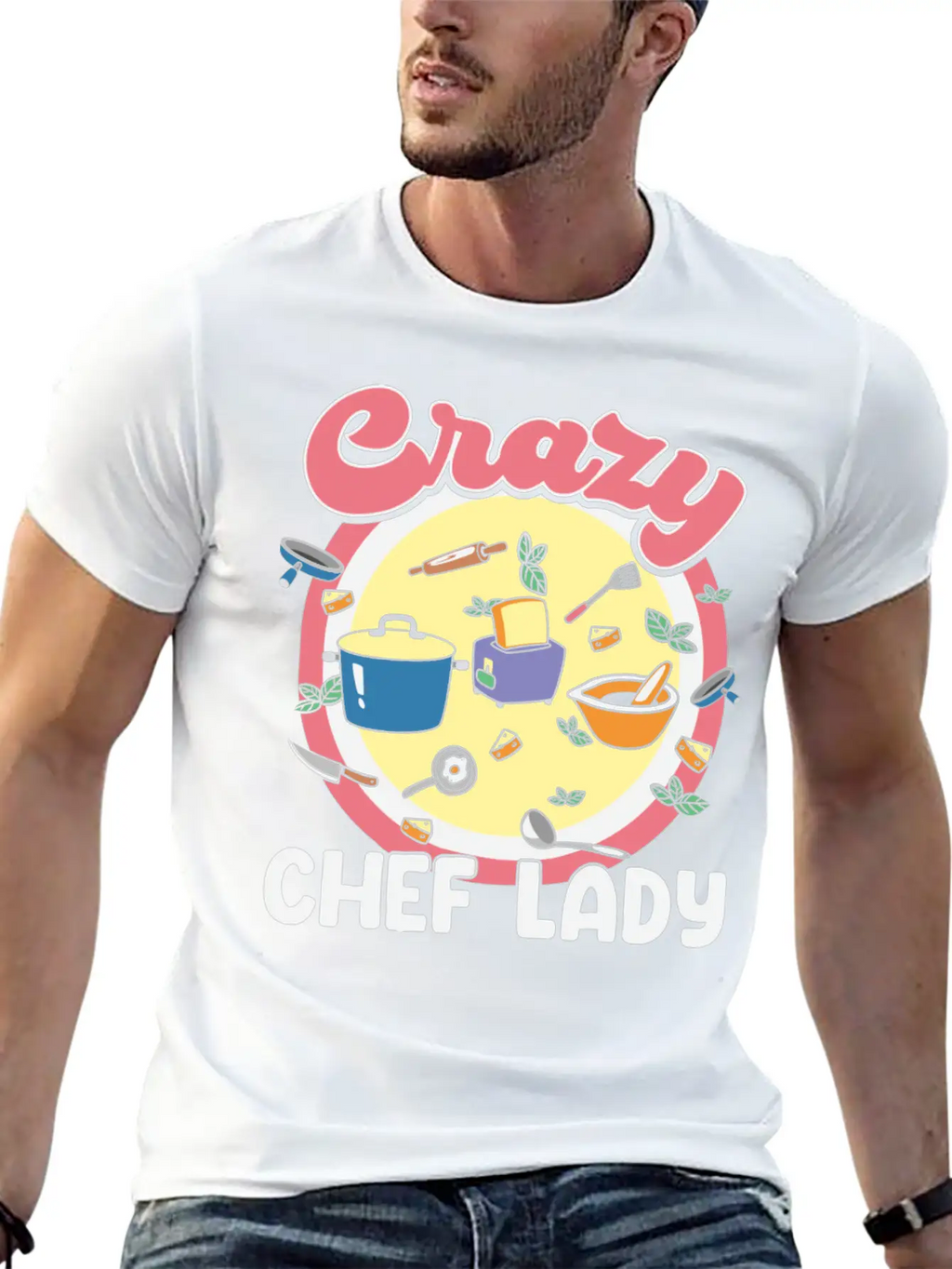 Crazy Chef Lady Breathable Graphic T-Shirt – Perfect For Casual Days