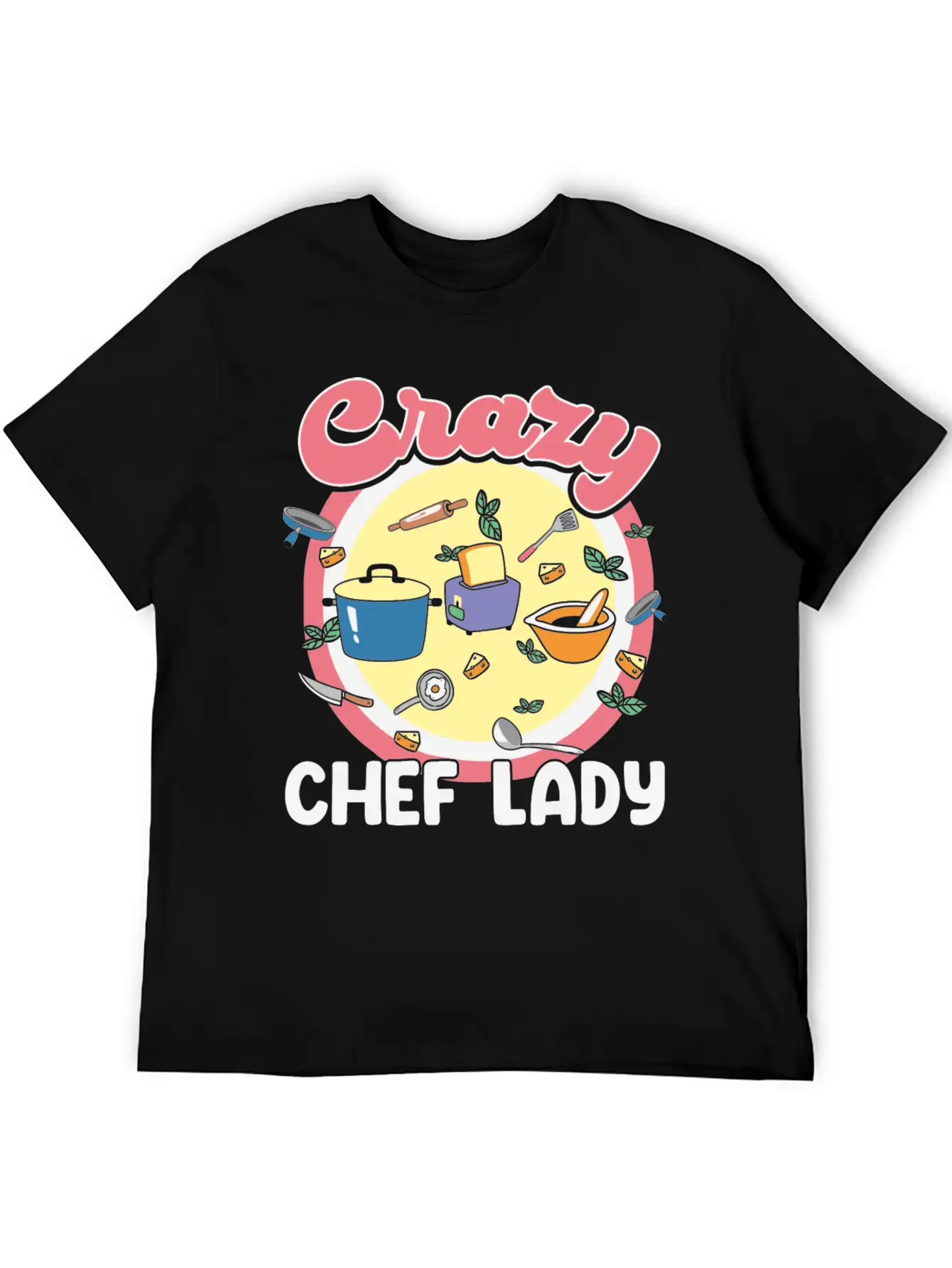 Crazy Chef Lady Breathable Graphic T-Shirt – Perfect For Casual Days