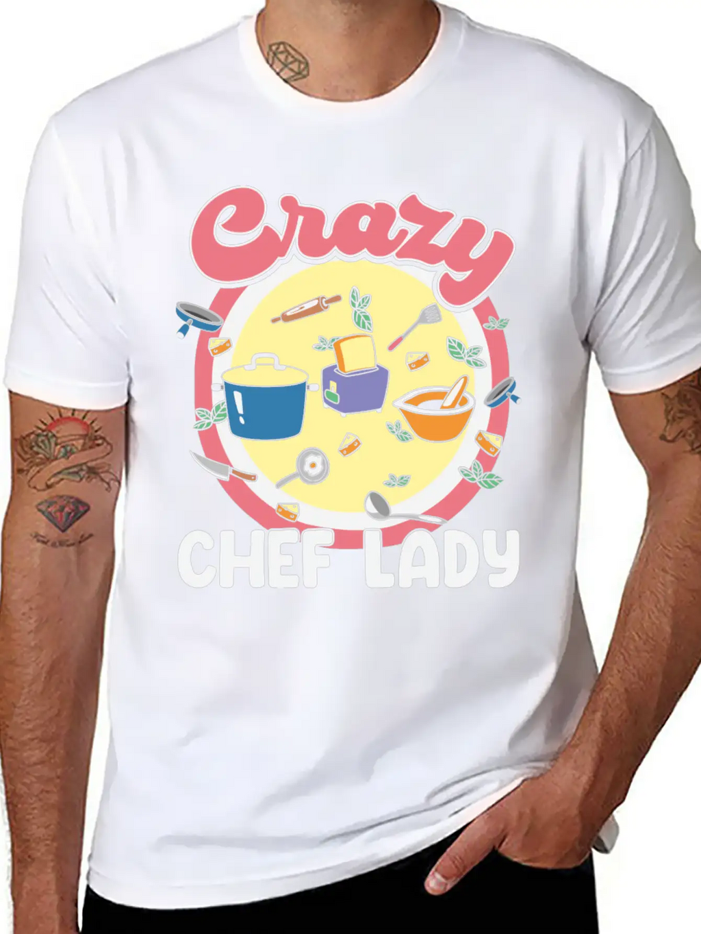 Crazy Chef Lady Breathable Graphic T-Shirt – Perfect For Casual Days