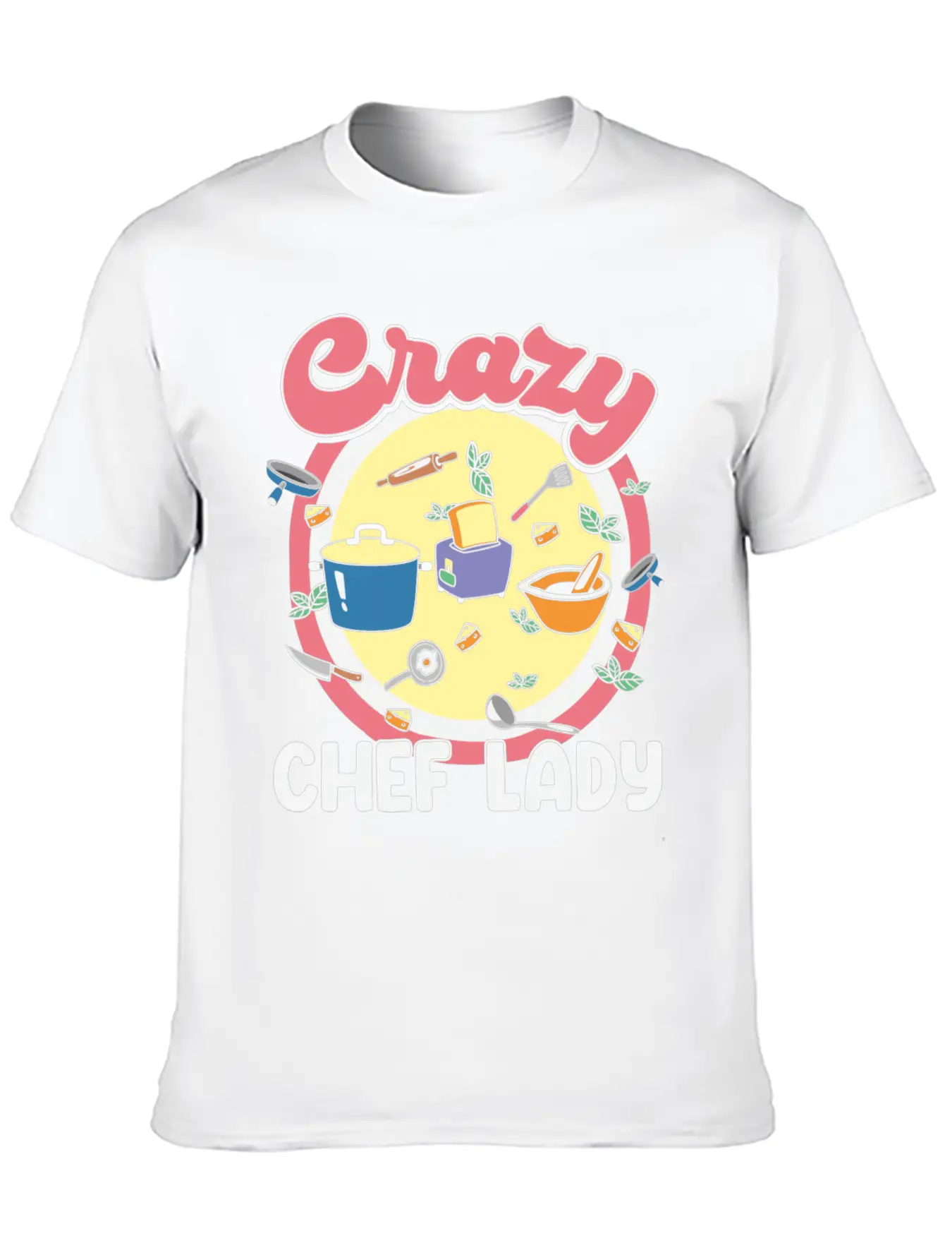 Crazy Chef Lady Breathable Graphic T-Shirt – Perfect For Casual Days