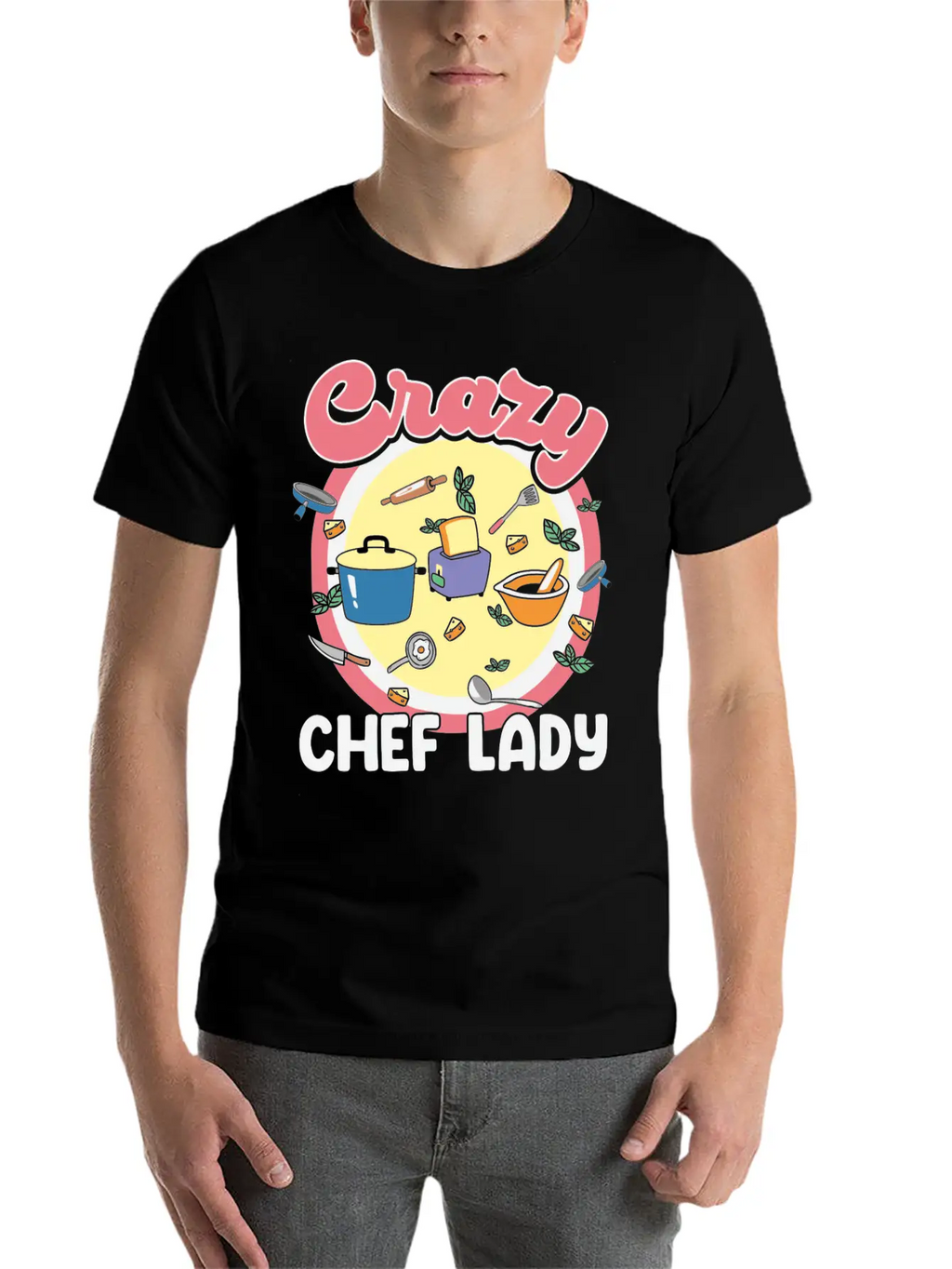 Crazy Chef Lady Breathable Graphic T-Shirt – Perfect For Casual Days