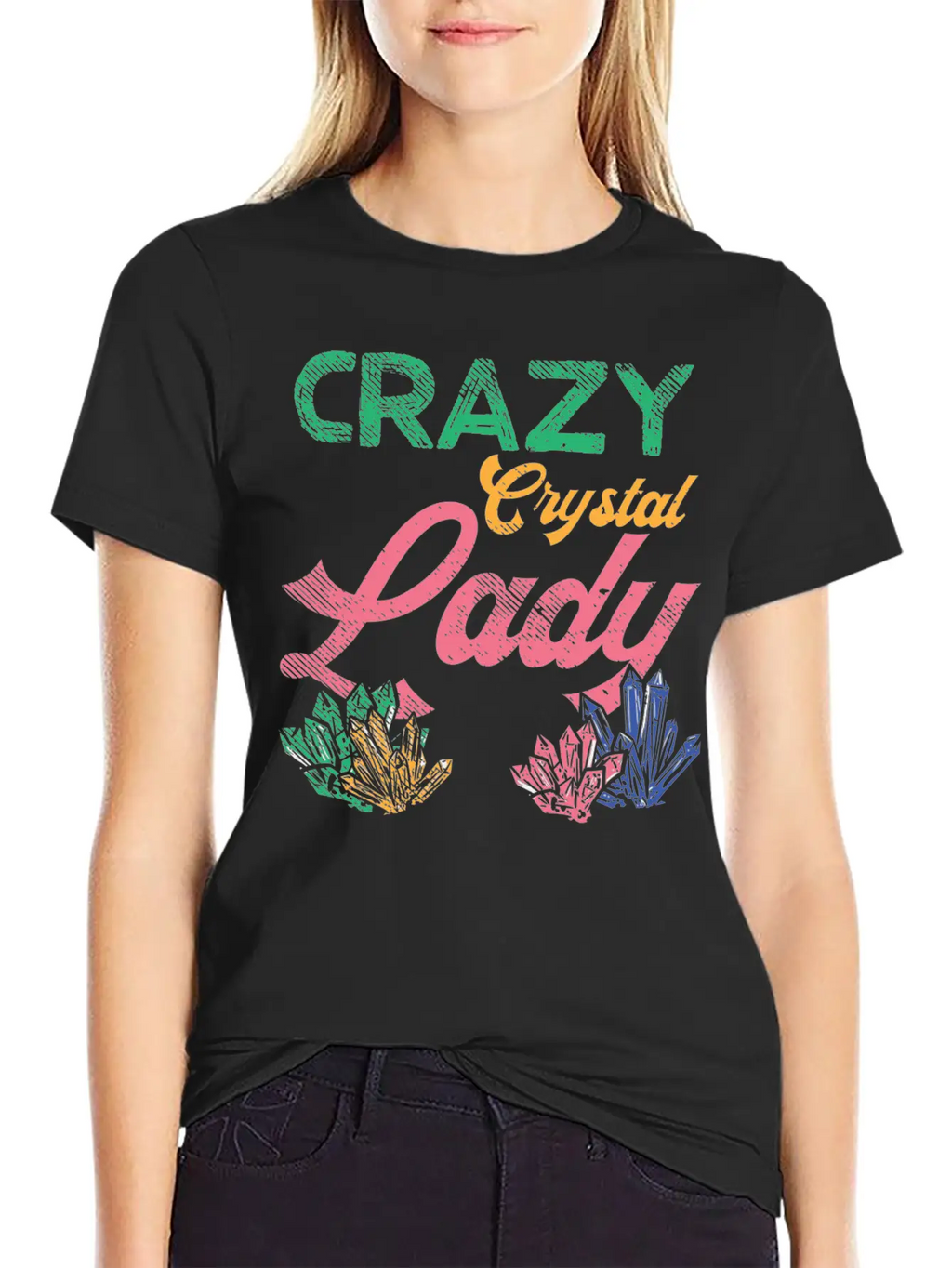 Crazy Crystal Lady Breathable Graphic T-Shirt – Perfect For Casual Days