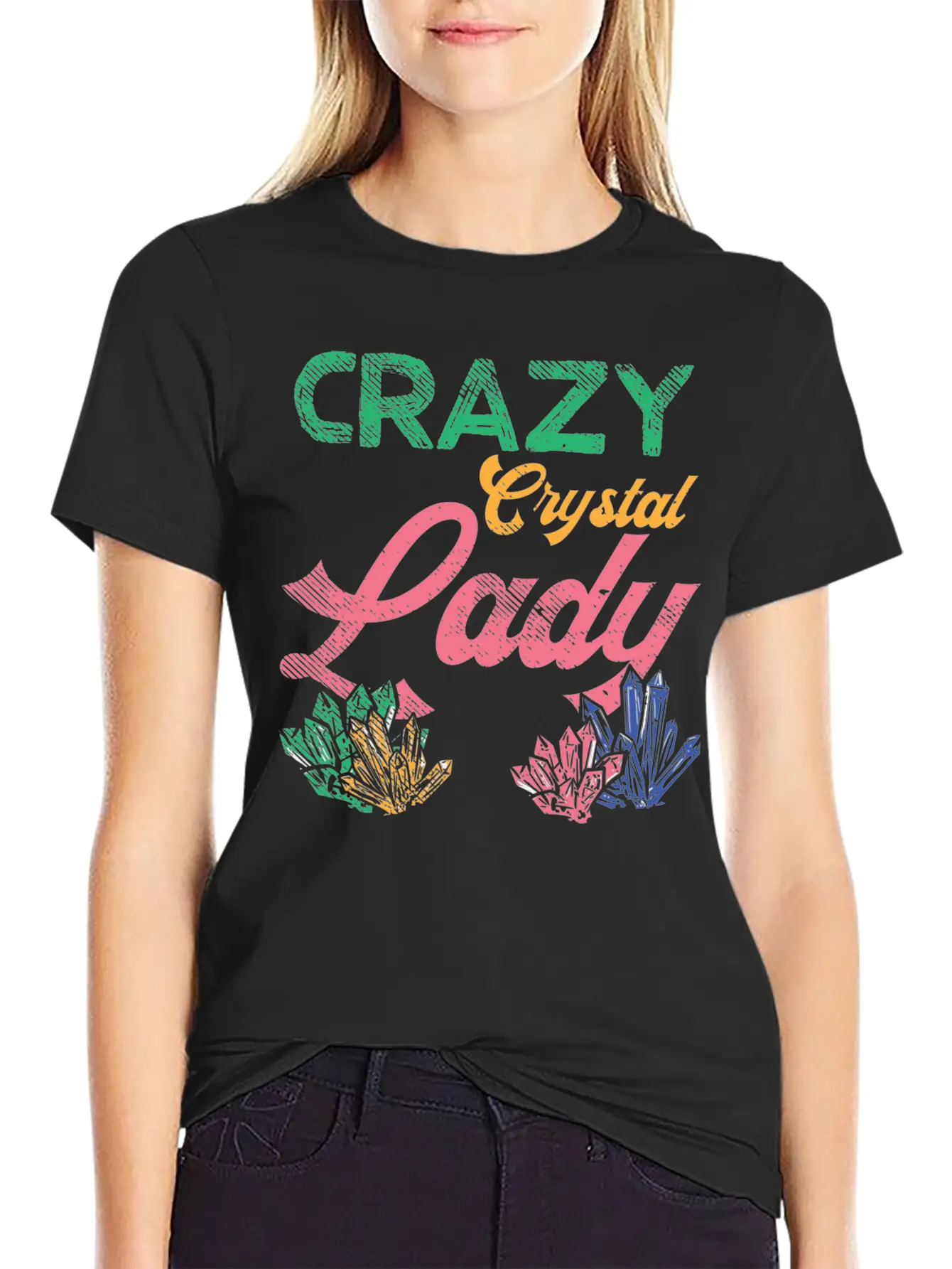 Crazy Crystal Lady Breathable Graphic T-Shirt – Perfect For Casual Days