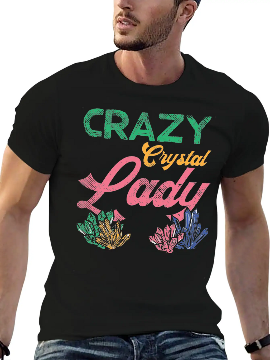 Crazy Crystal Lady Breathable Graphic T-Shirt – Perfect For Casual Days