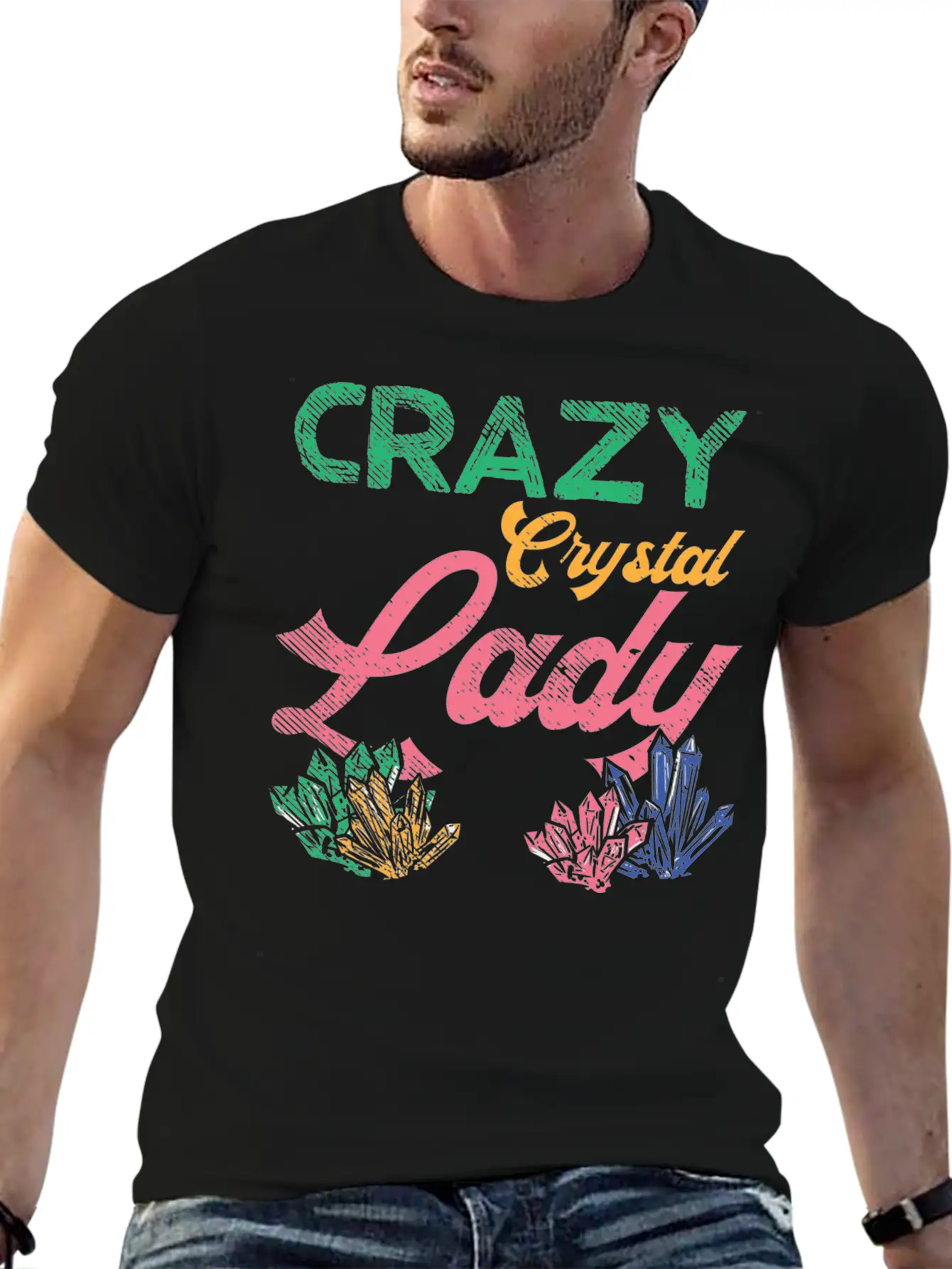 Crazy Crystal Lady Breathable Graphic T-Shirt – Perfect For Casual Days
