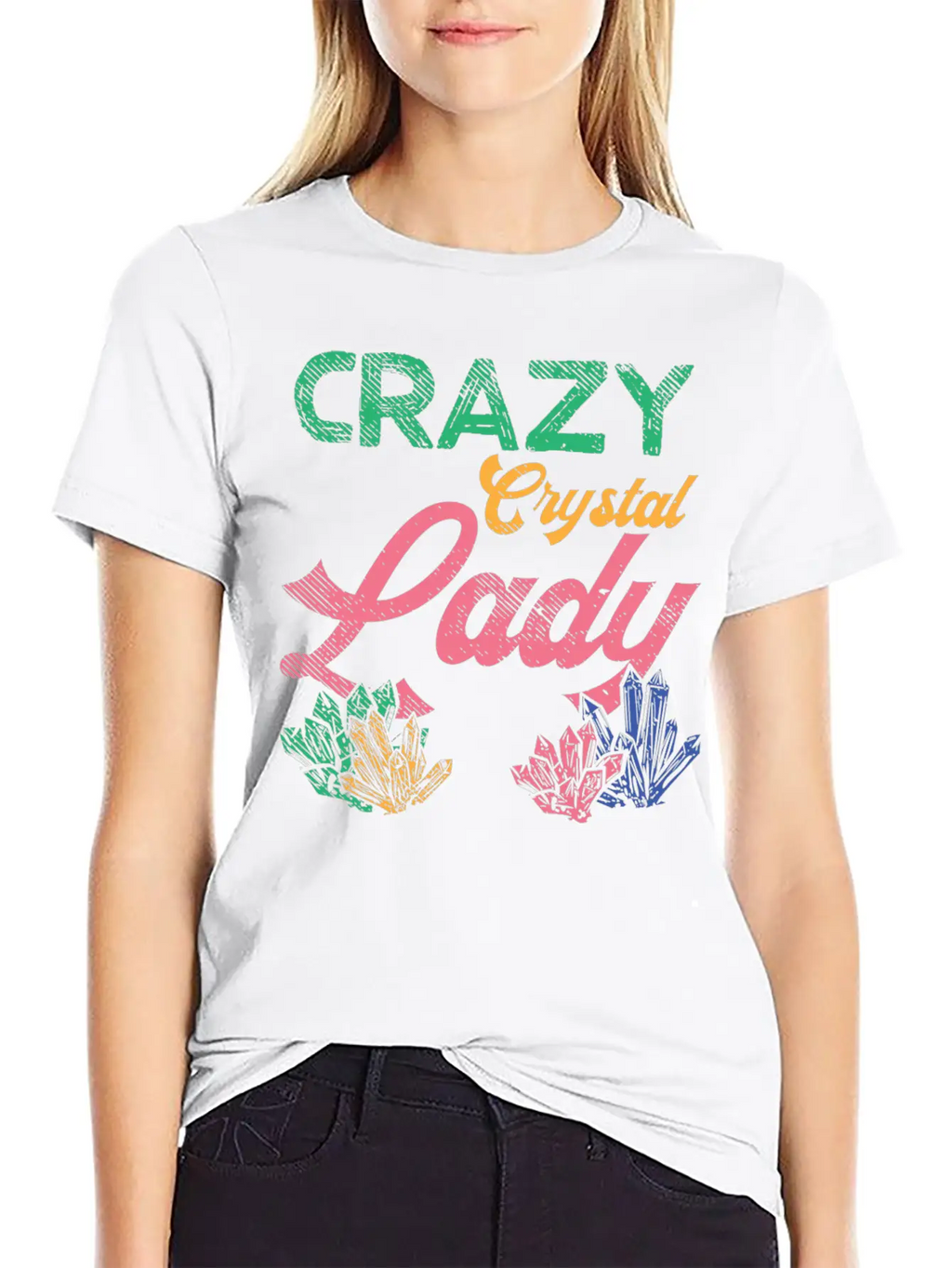 Crazy Crystal Lady Breathable Graphic T-Shirt – Perfect For Casual Days