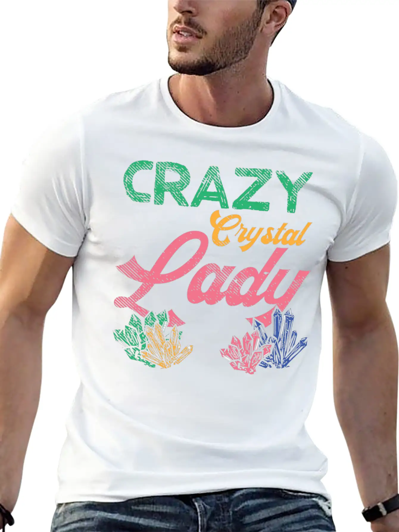 Crazy Crystal Lady Breathable Graphic T-Shirt – Perfect For Casual Days