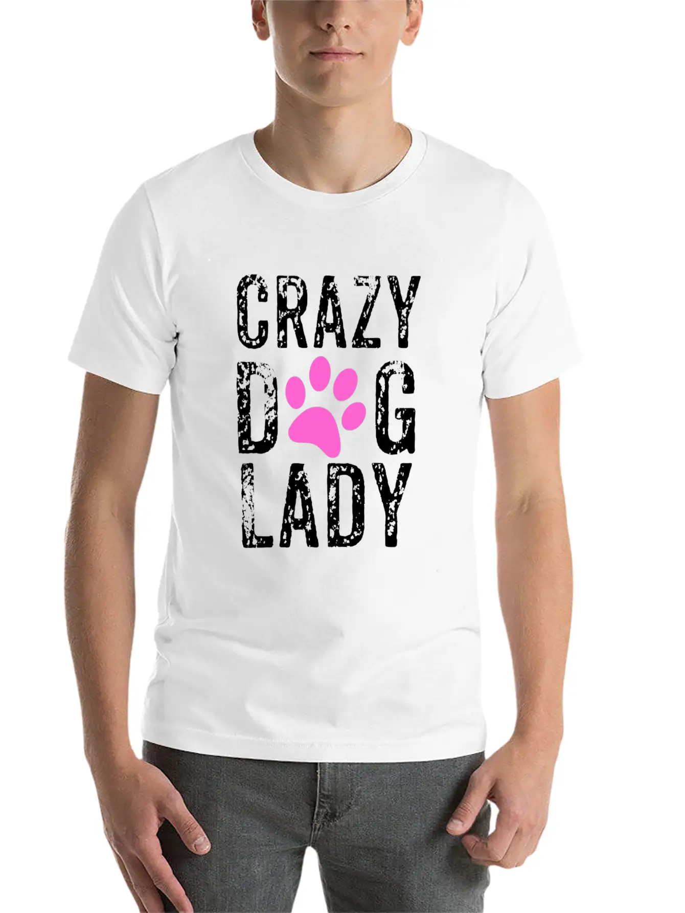 Crazy Dog Lady Pink Paw, Dog Mom, Crazy Dog Mom Breathable Graphic T-Shirt – Perfect For Casual Days