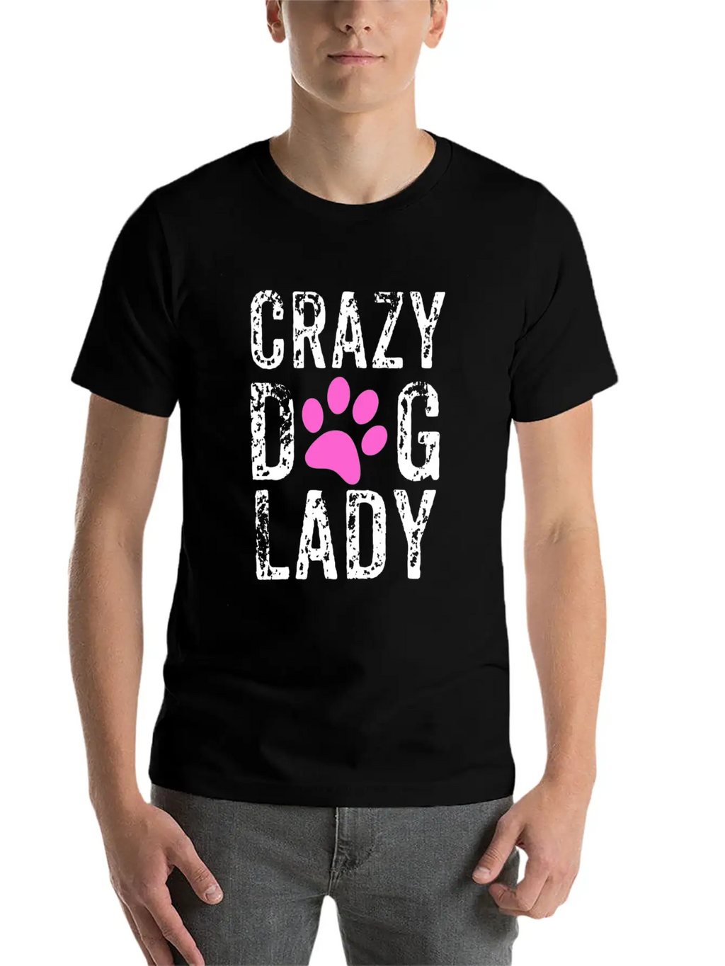 Crazy Dog Lady Pink Paw, Dog Mom, Crazy Dog Mom Breathable Graphic T-Shirt – Perfect For Casual Days