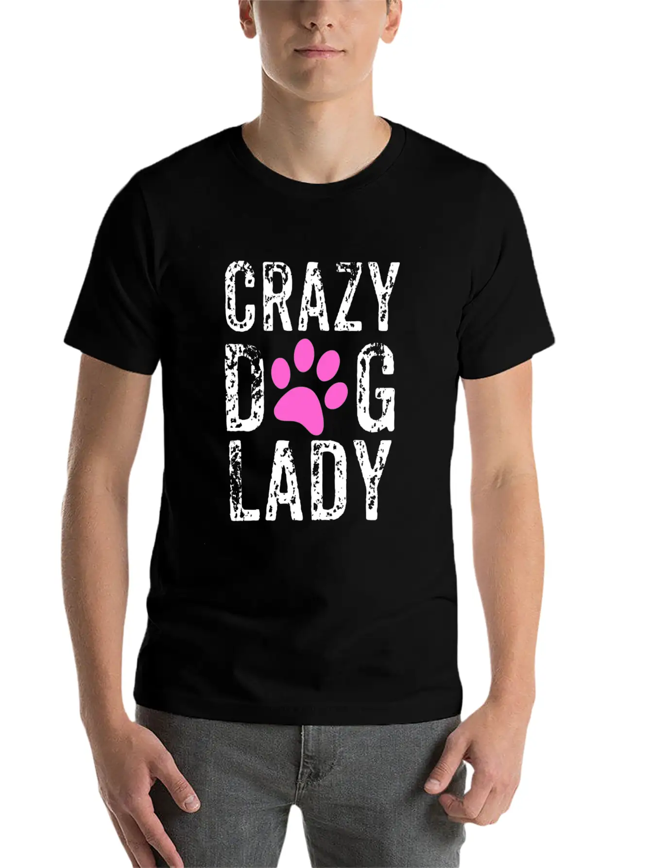Crazy Dog Lady Pink Paw, Dog Mom, Crazy Dog Mom Breathable Graphic T-Shirt – Perfect For Casual Days