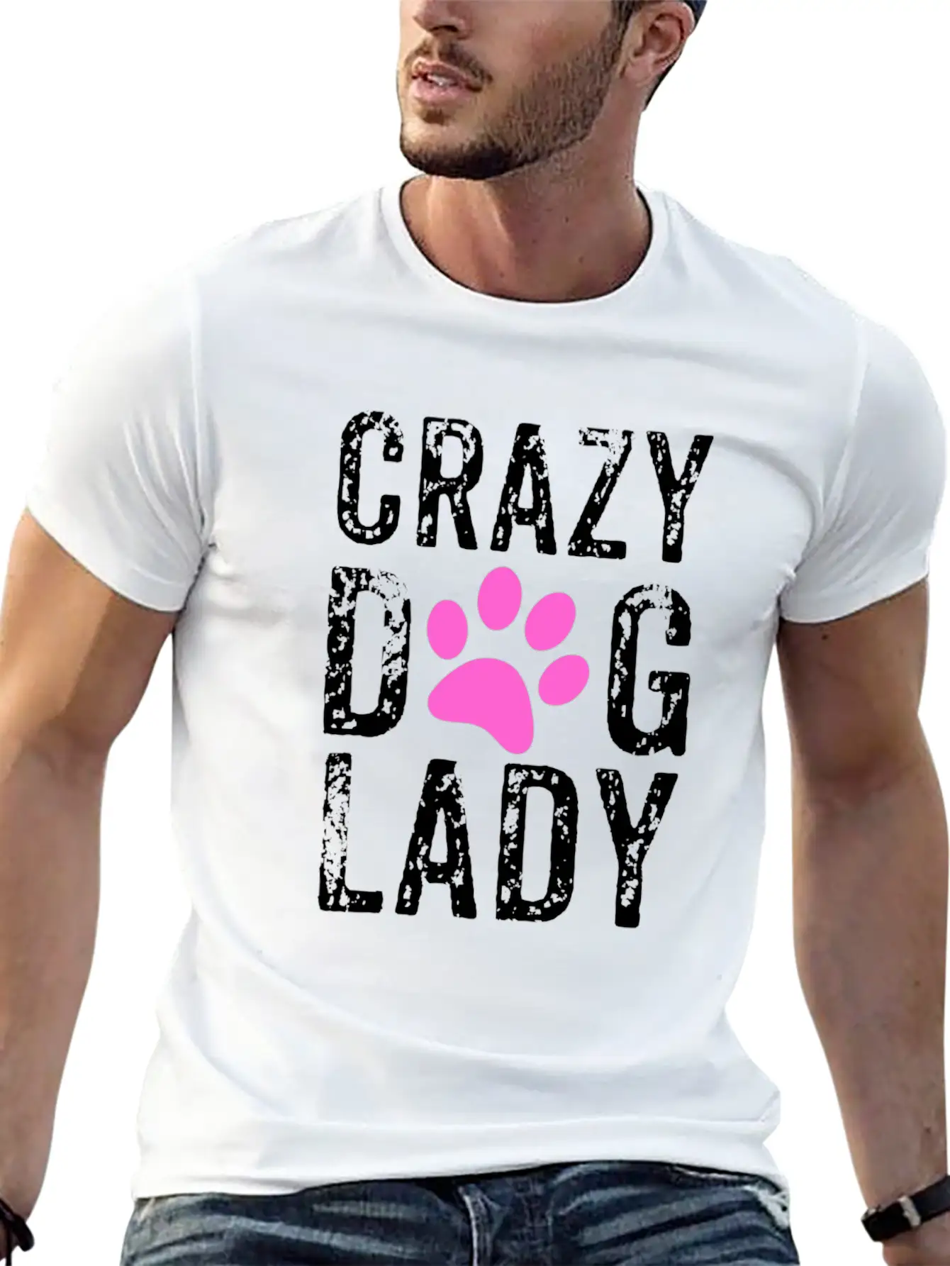 Crazy Dog Lady Pink Paw, Dog Mom, Crazy Dog Mom Breathable Graphic T-Shirt – Perfect For Casual Days