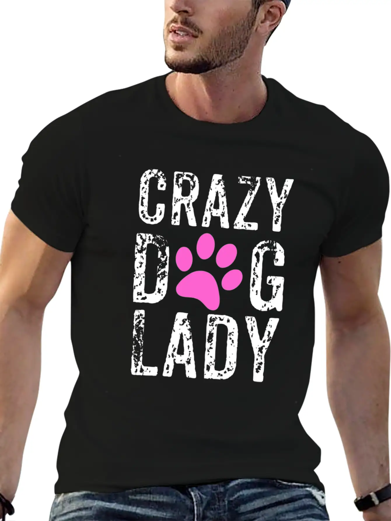 Crazy Dog Lady Pink Paw, Dog Mom, Crazy Dog Mom Breathable Graphic T-Shirt – Perfect For Casual Days