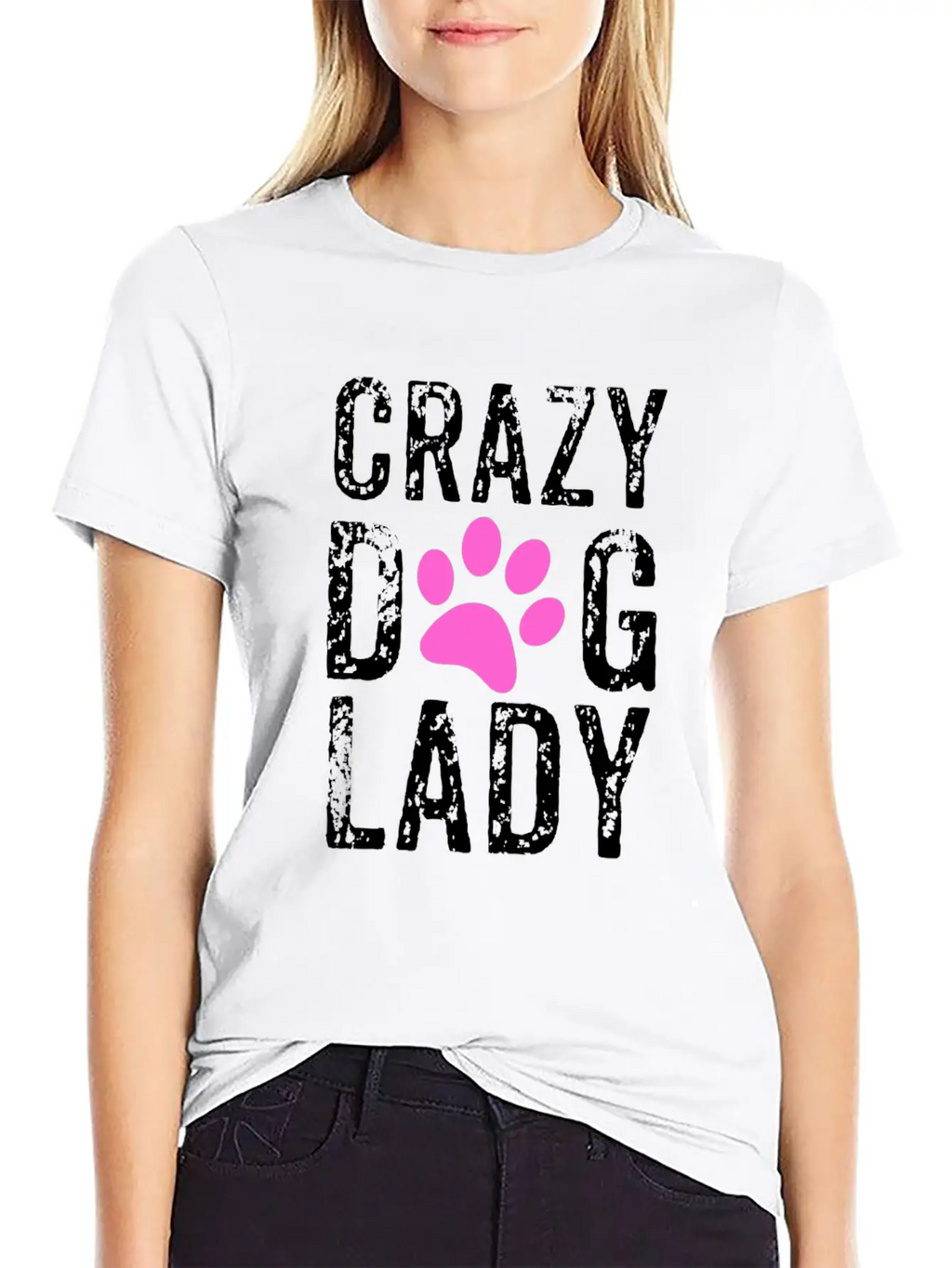 Crazy Dog Lady Pink Paw, Dog Mom, Crazy Dog Mom Breathable Graphic T-Shirt – Perfect For Casual Days
