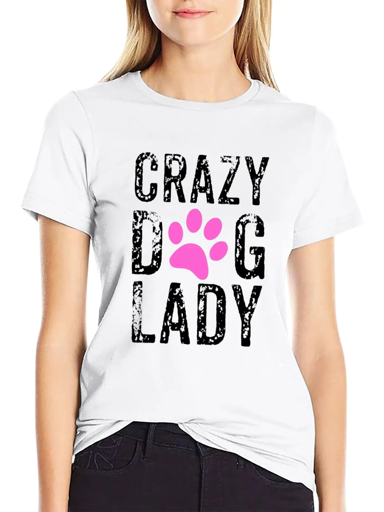 Crazy Dog Lady Pink Paw, Dog Mom, Crazy Dog Mom Breathable Graphic T-Shirt – Perfect For Casual Days