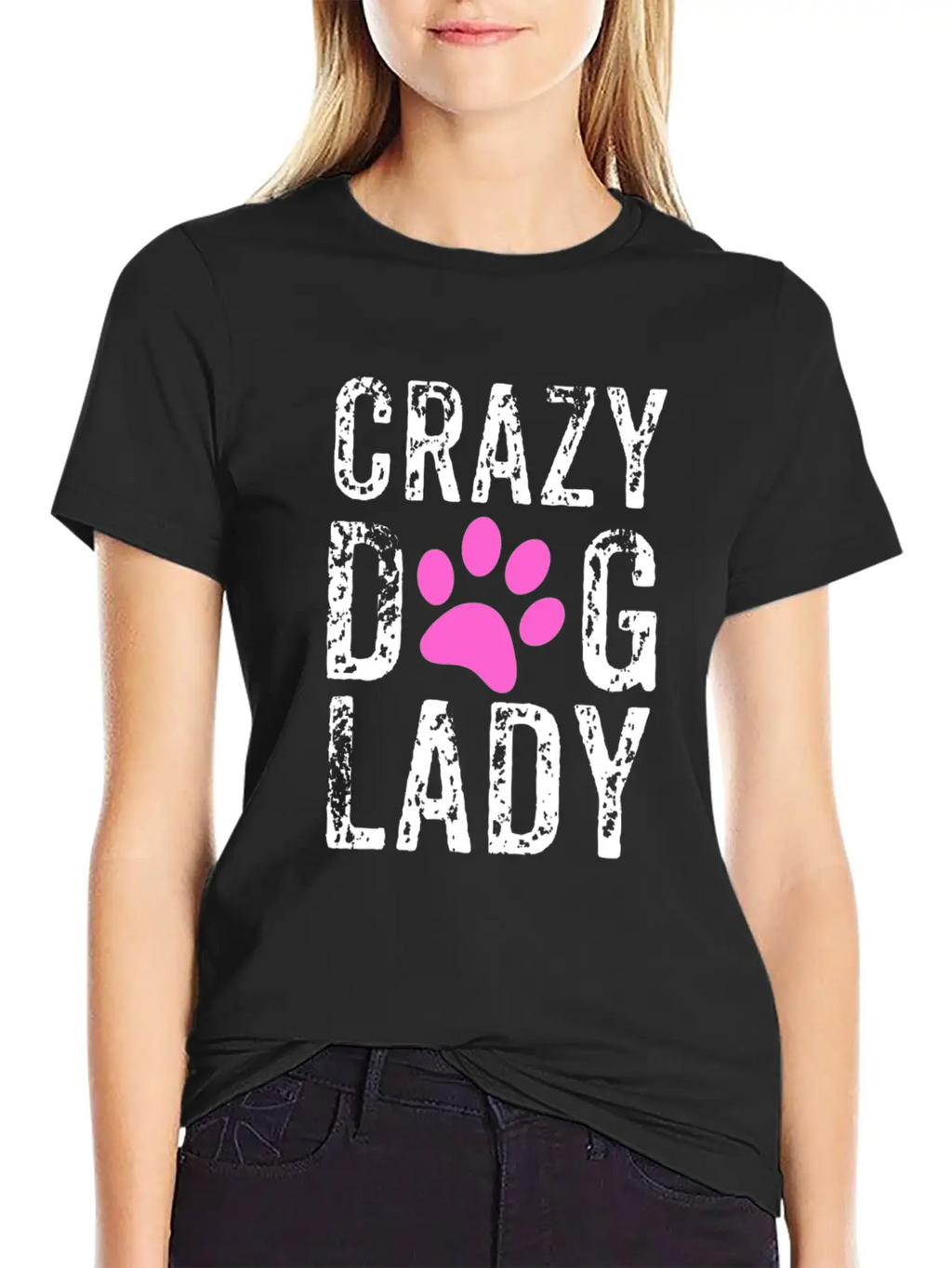 Crazy Dog Lady Pink Paw, Dog Mom, Crazy Dog Mom Breathable Graphic T-Shirt – Perfect For Casual Days