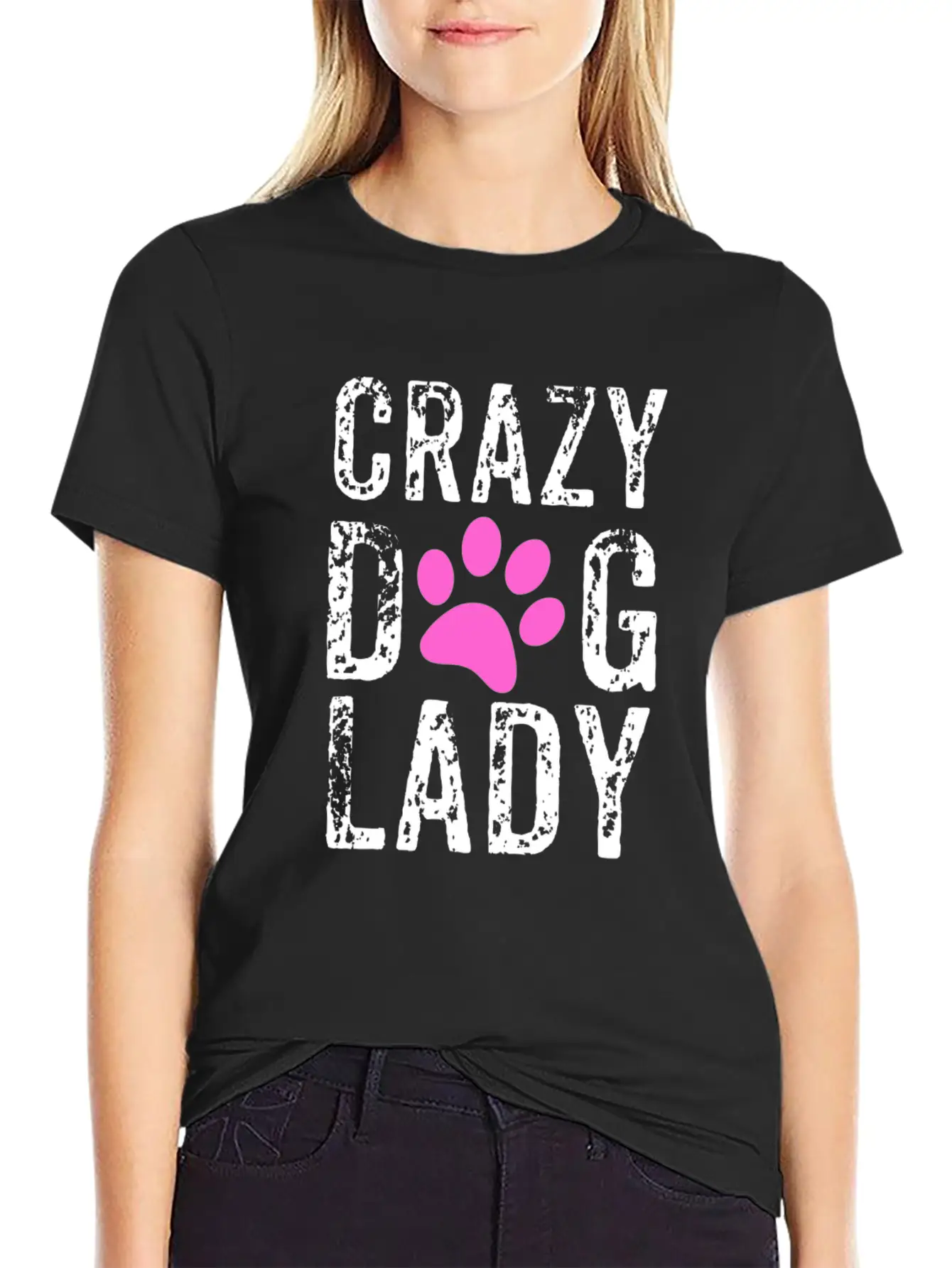 Crazy Dog Lady Pink Paw, Dog Mom, Crazy Dog Mom Breathable Graphic T-Shirt – Perfect For Casual Days