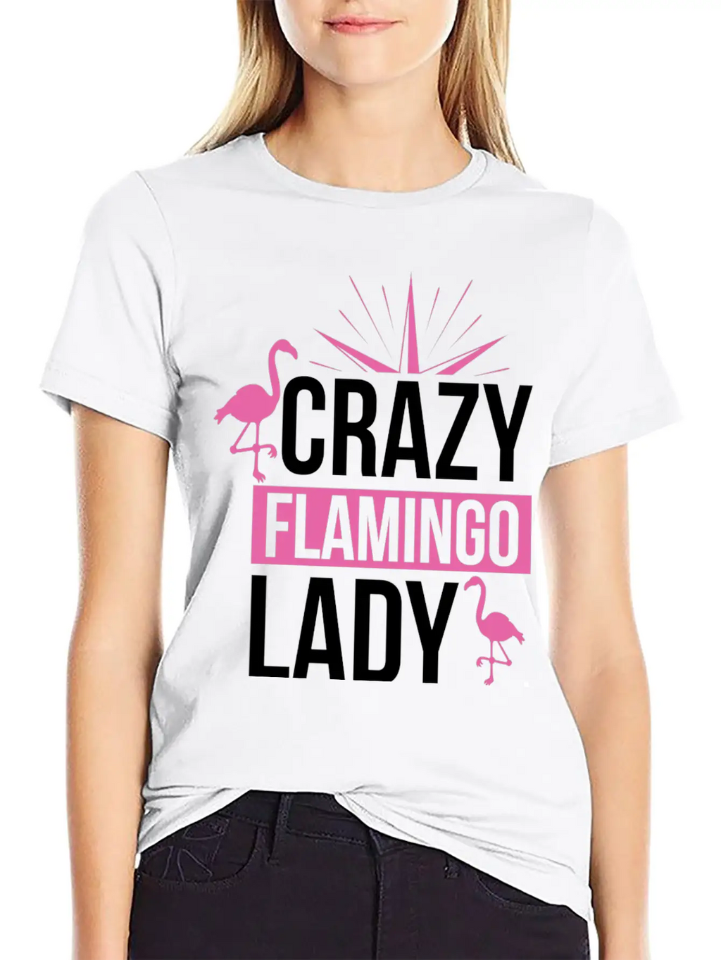 Crazy Flamingo Lady Relaxed Everyday Tee – Lightweight And Durable Cotton