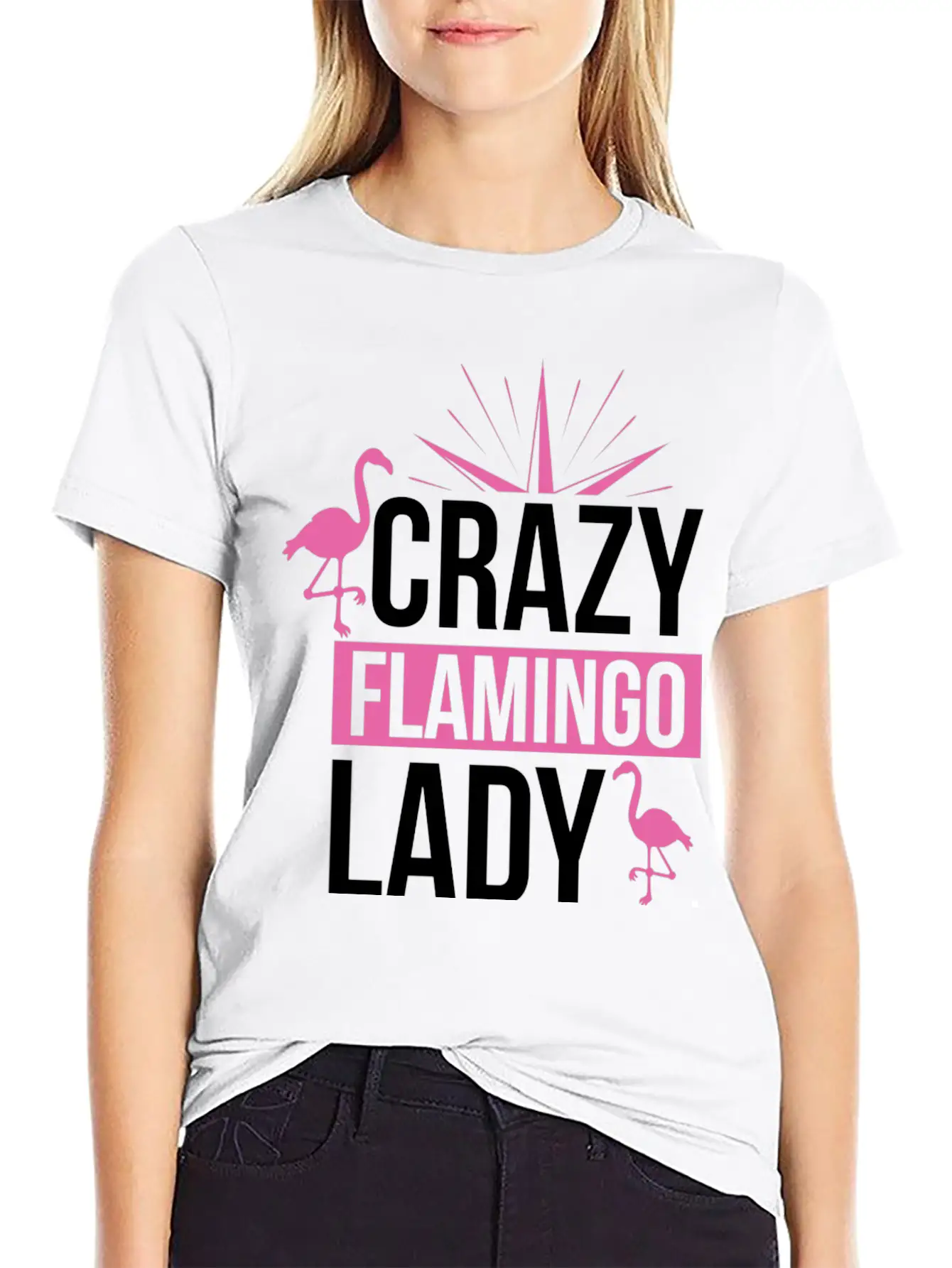 Crazy Flamingo Lady Relaxed Everyday Tee – Lightweight And Durable Cotton