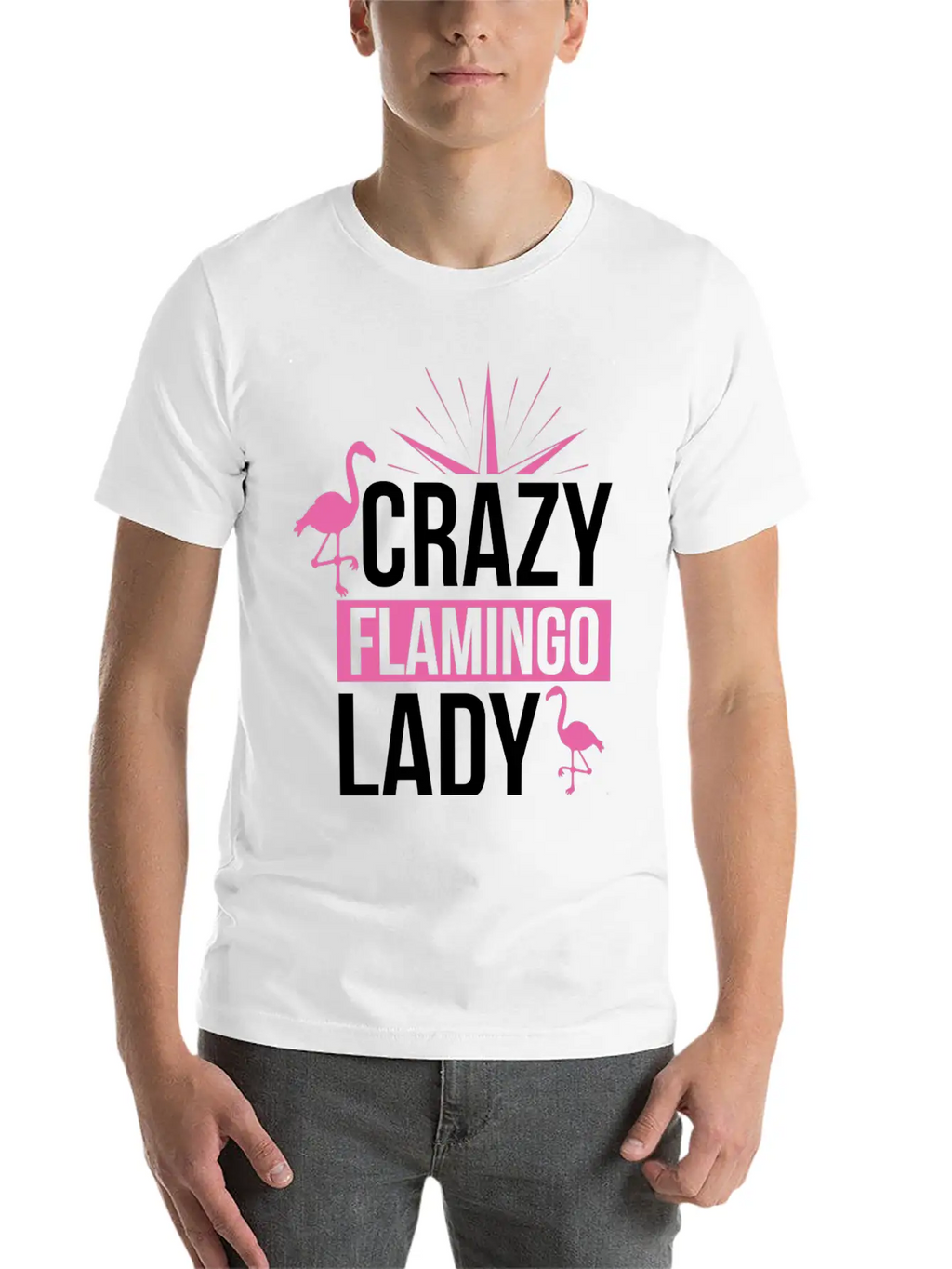 Crazy Flamingo Lady Relaxed Everyday Tee – Lightweight And Durable Cotton