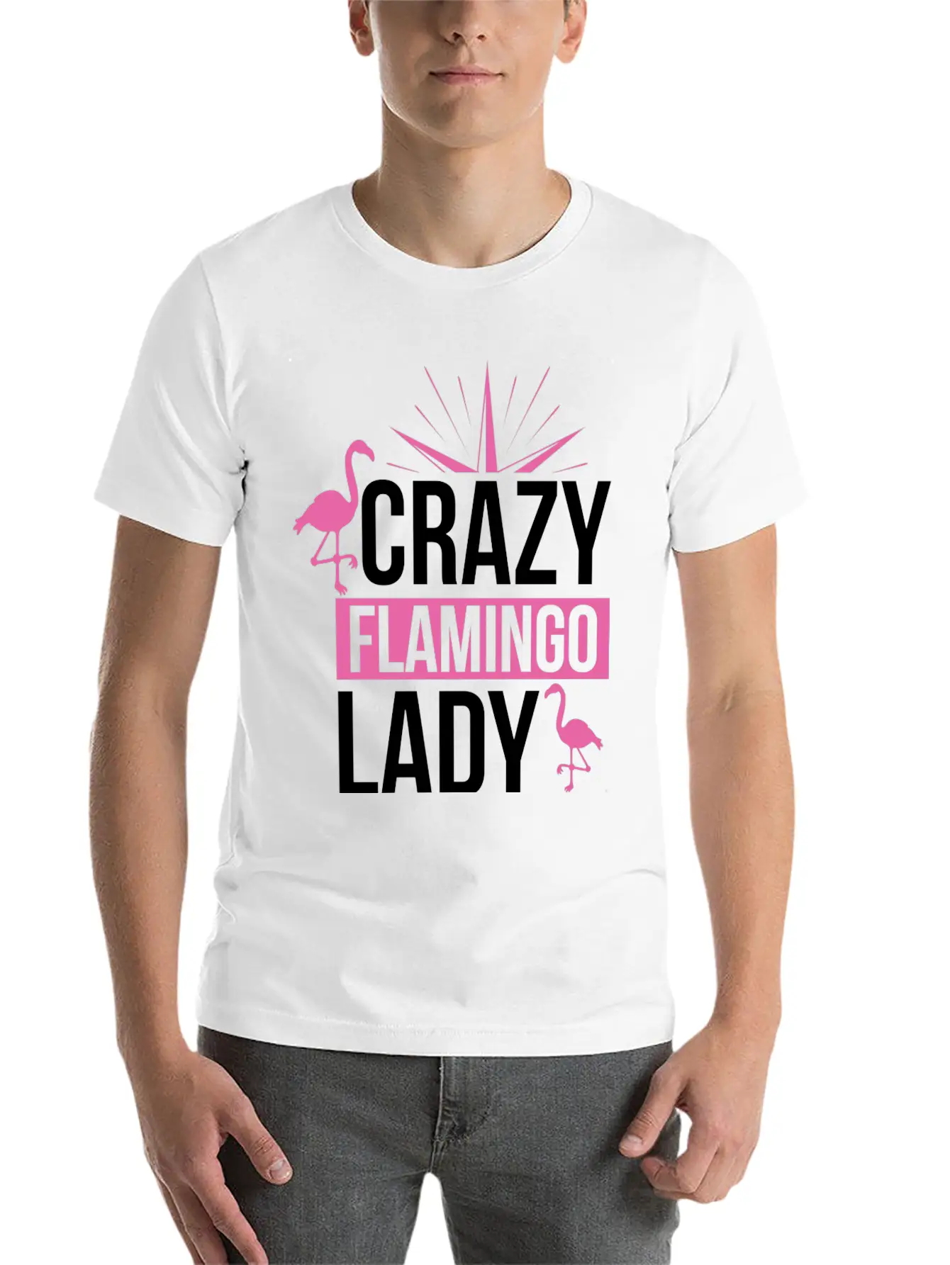 Crazy Flamingo Lady Relaxed Everyday Tee – Lightweight And Durable Cotton