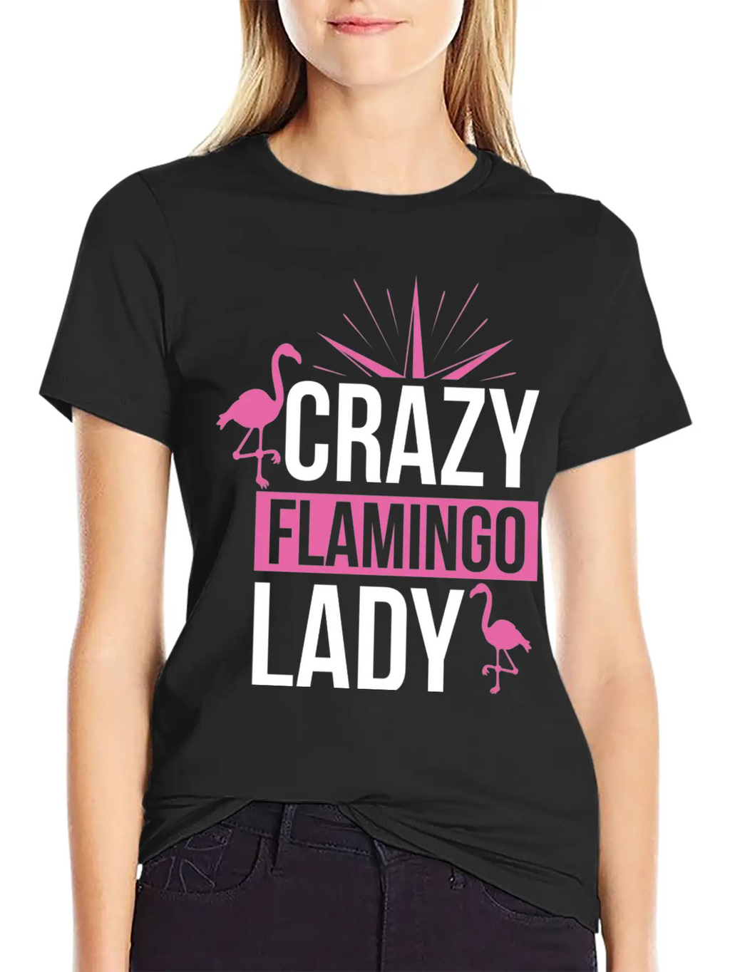 Crazy Flamingo Lady Relaxed Everyday Tee – Lightweight And Durable Cotton